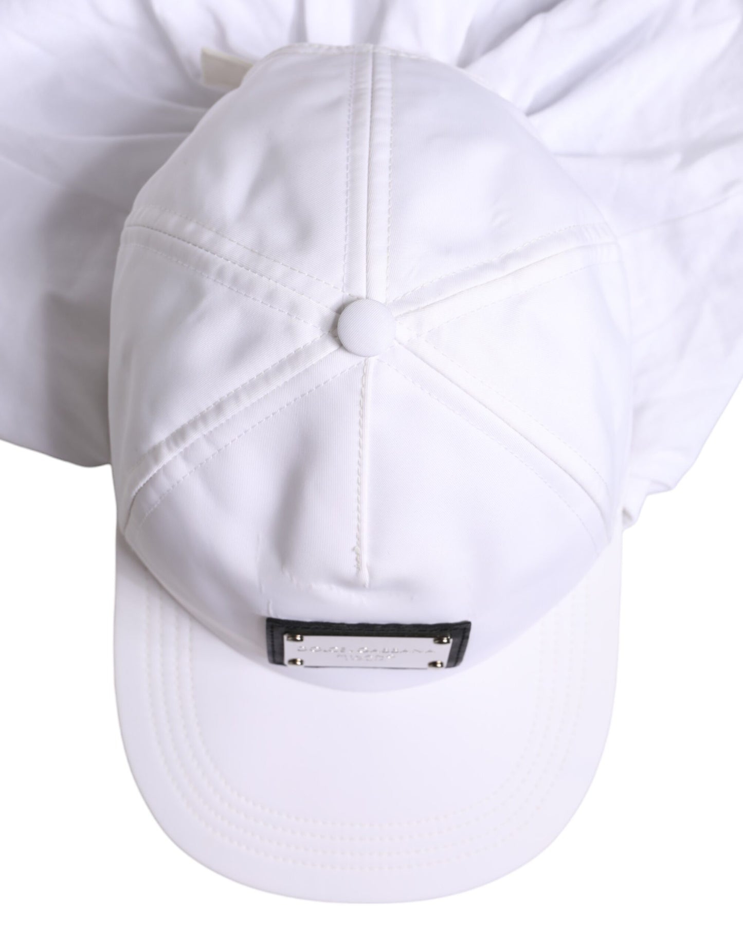 Dolce & Gabbana White Cotton DG Logo Plaque Baseball Balaclava Cap