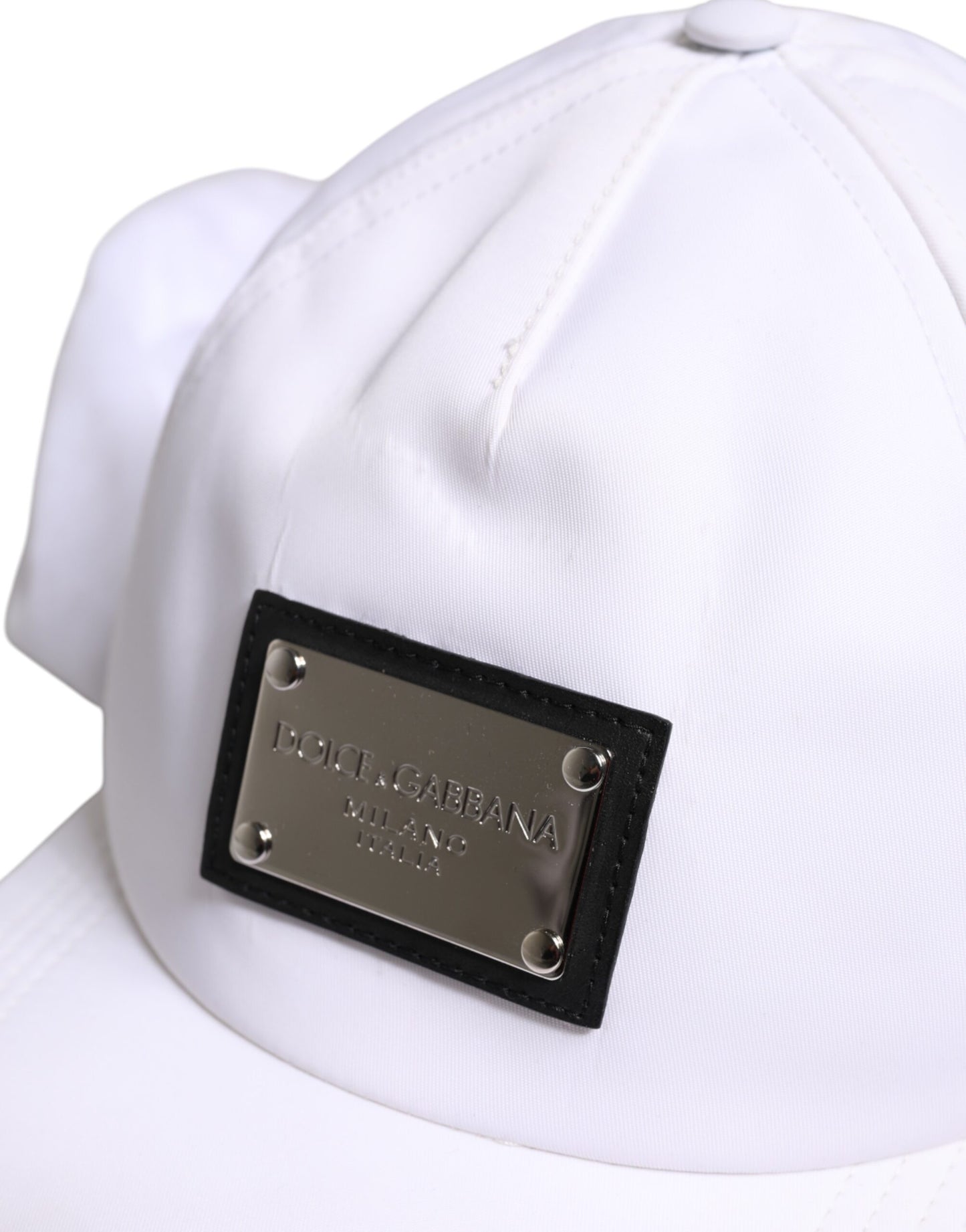 Dolce & Gabbana White Cotton DG Logo Plaque Baseball Balaclava Cap