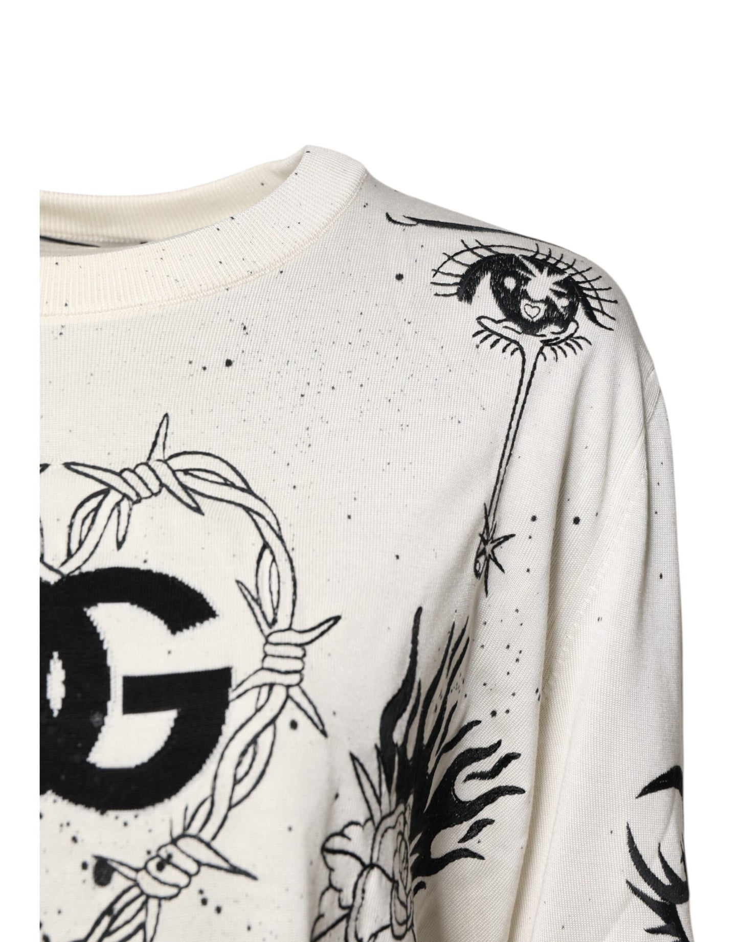 Dolce & Gabbana White Logo Angel Print Women Pullover Sweater