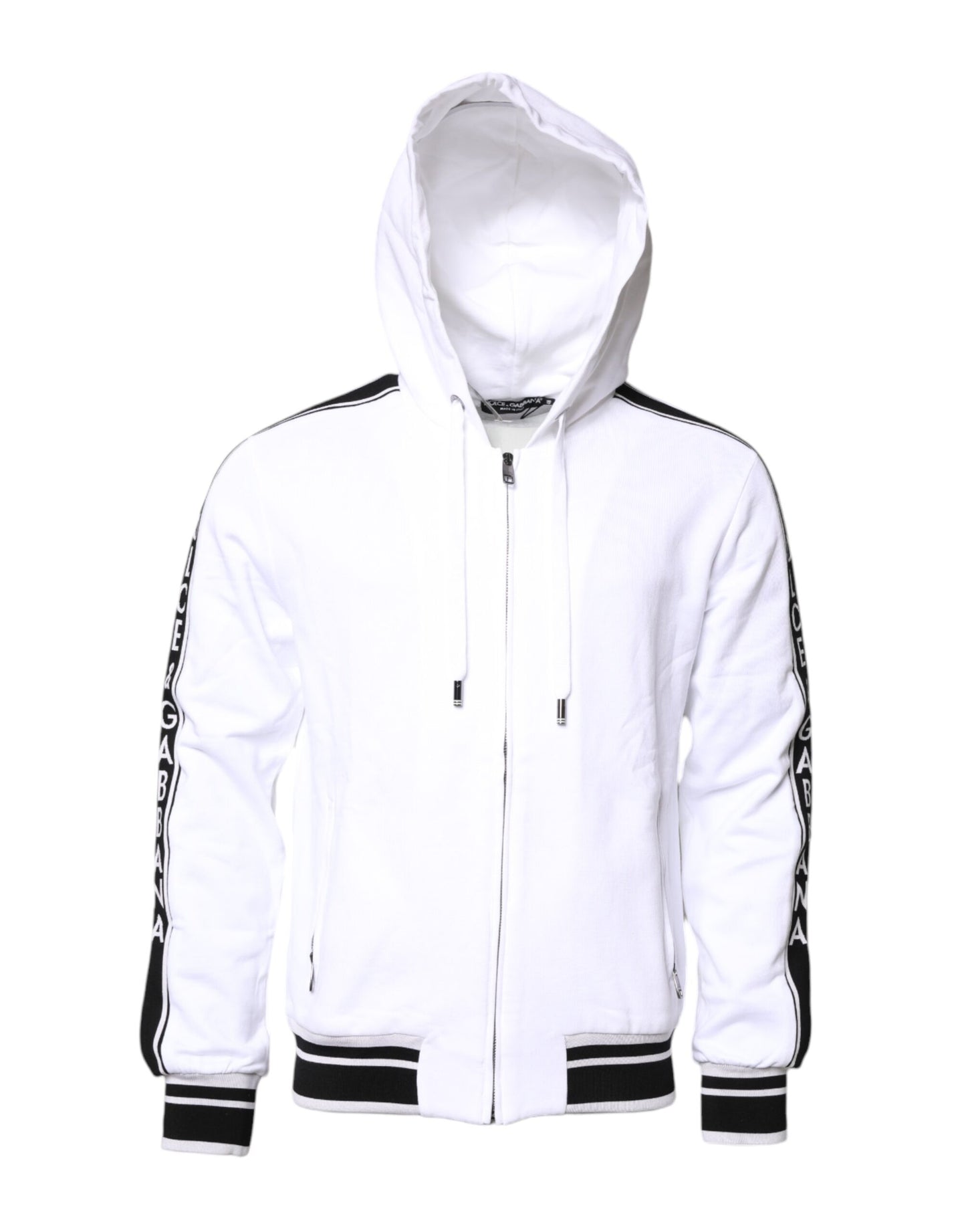 Dolce & Gabbana White Cotton Logo Hooded Sweatshirt Sweater