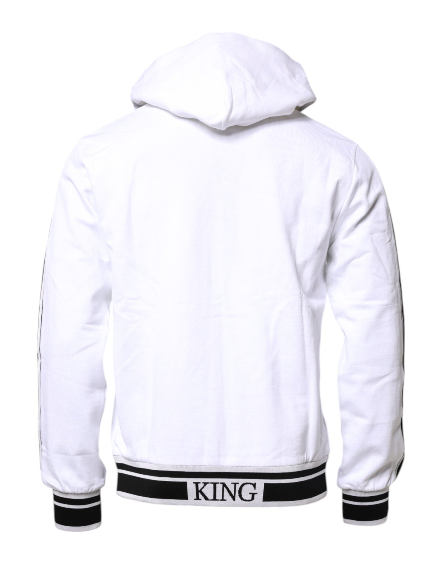 Dolce & Gabbana White Cotton Logo Hooded Sweatshirt Sweater
