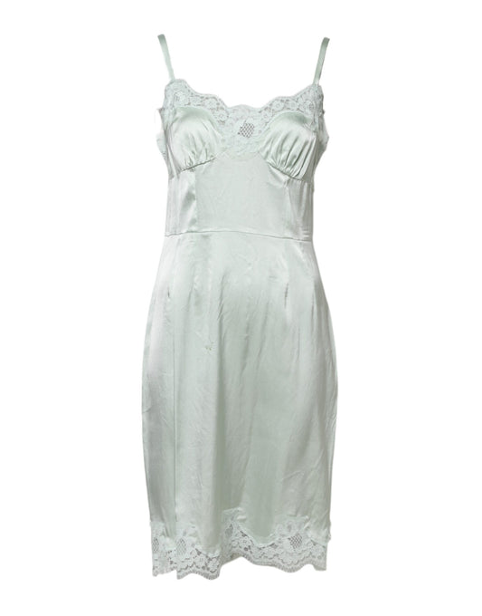 Dolce & Gabbana White Lace Full Slip Silk Sleepwear Dress