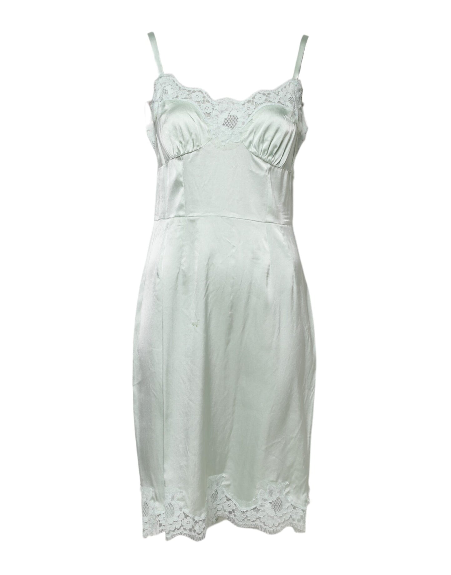 Dolce & Gabbana White Lace Full Slip Silk Sleepwear Dress
