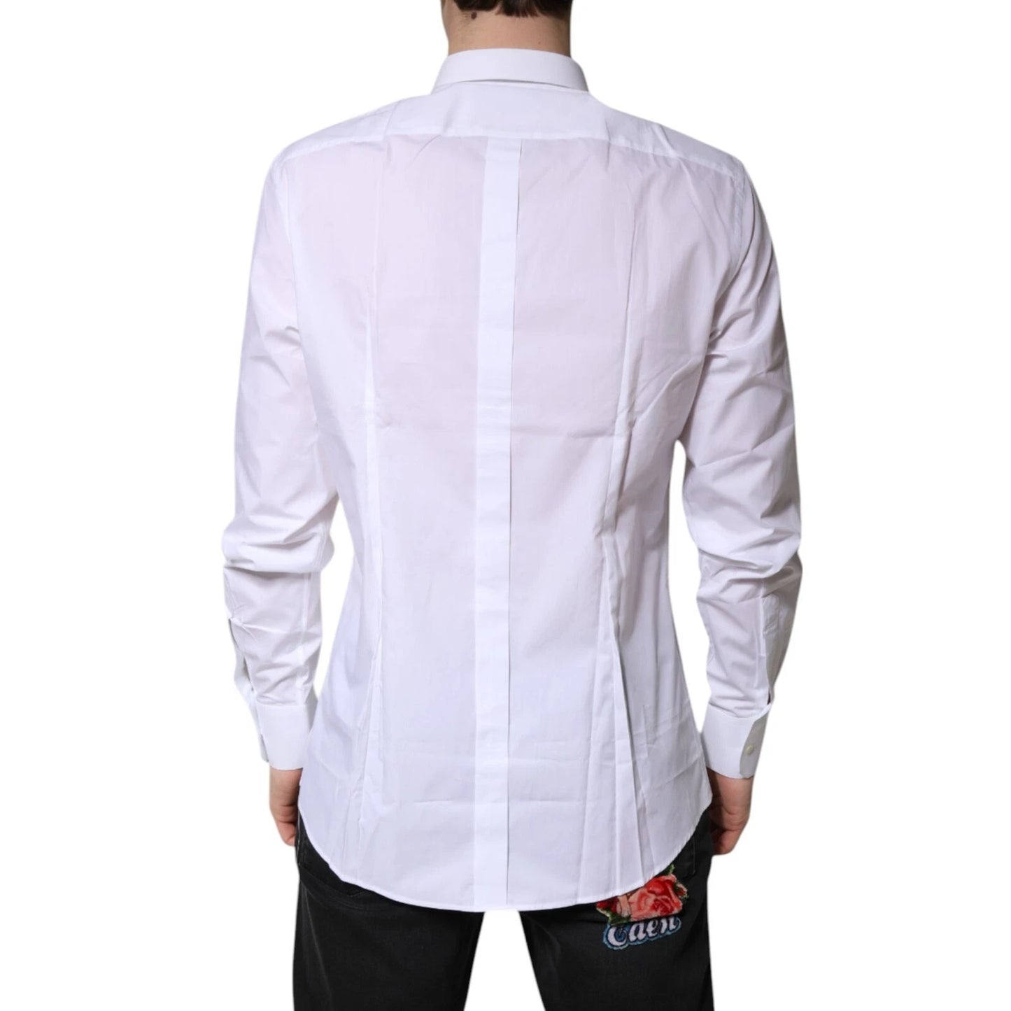 Dolce & Gabbana White Cotton GOLD Dress Formal Shirt
