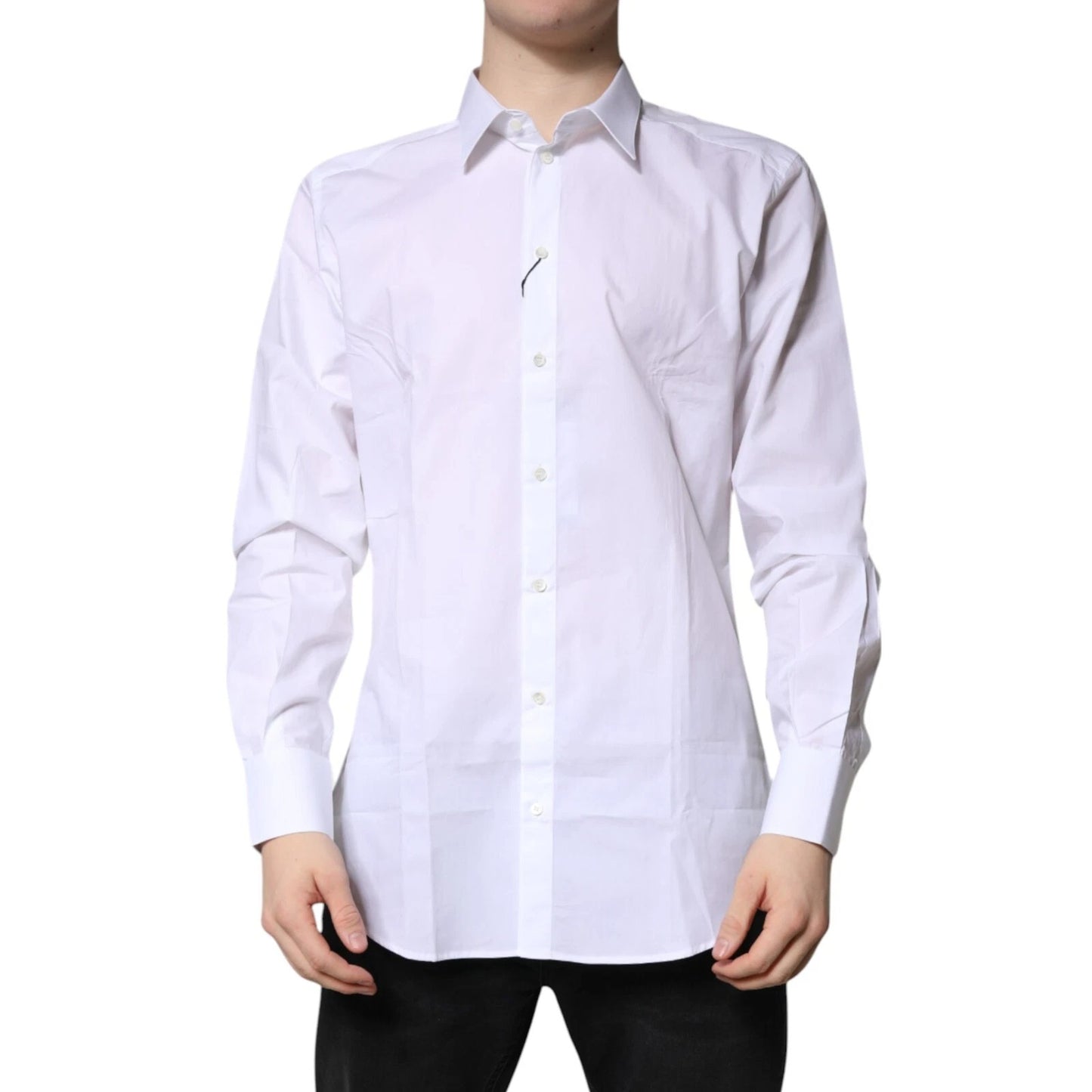 Dolce & Gabbana White Cotton GOLD Dress Formal Shirt