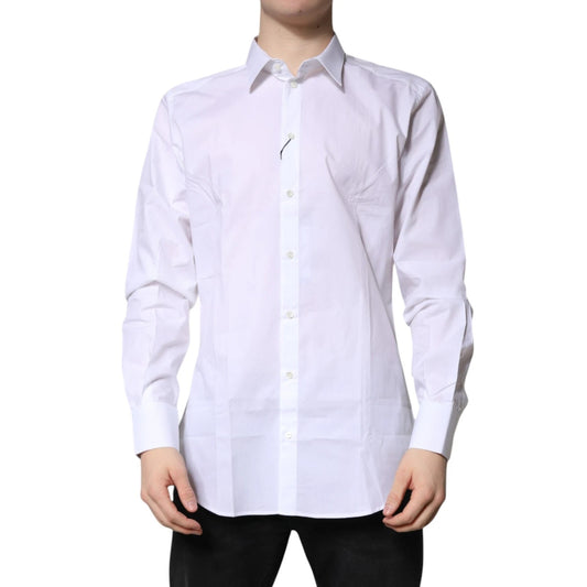 Dolce & Gabbana White Cotton GOLD Dress Formal Shirt