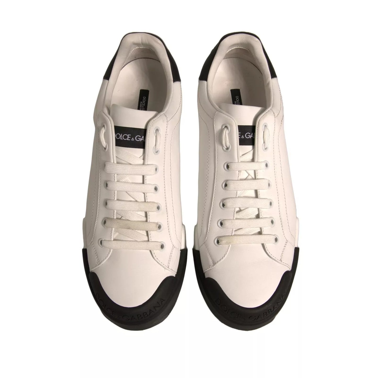 Dolce & Gabbana White Leather Logo Portofino Sneakers Shoes