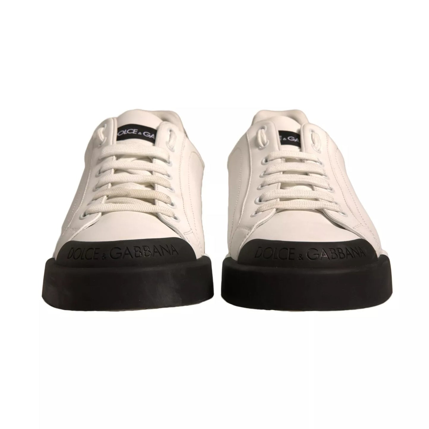 Dolce & Gabbana White Leather Logo Portofino Sneakers Shoes