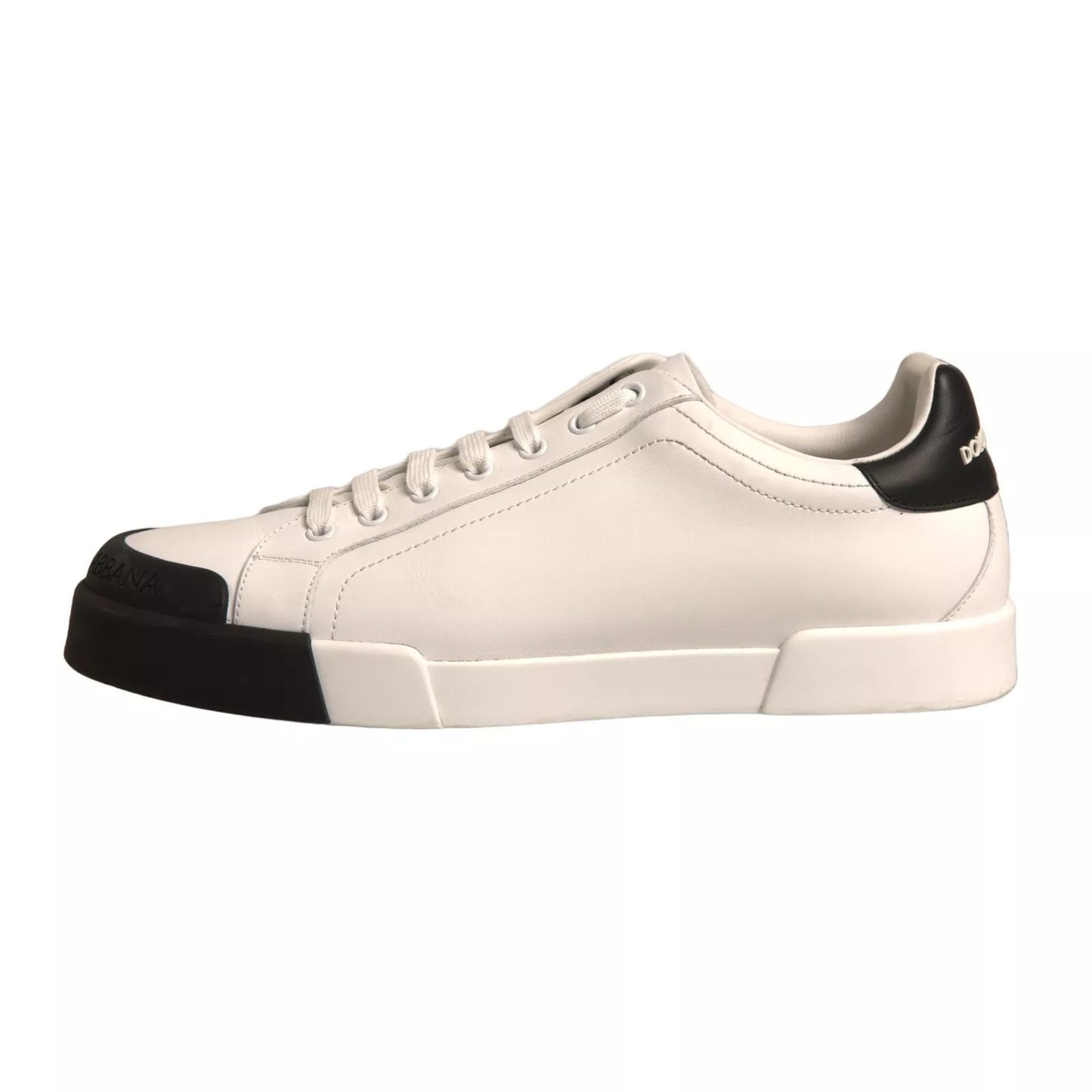 Dolce & Gabbana White Leather Logo Portofino Sneakers Shoes