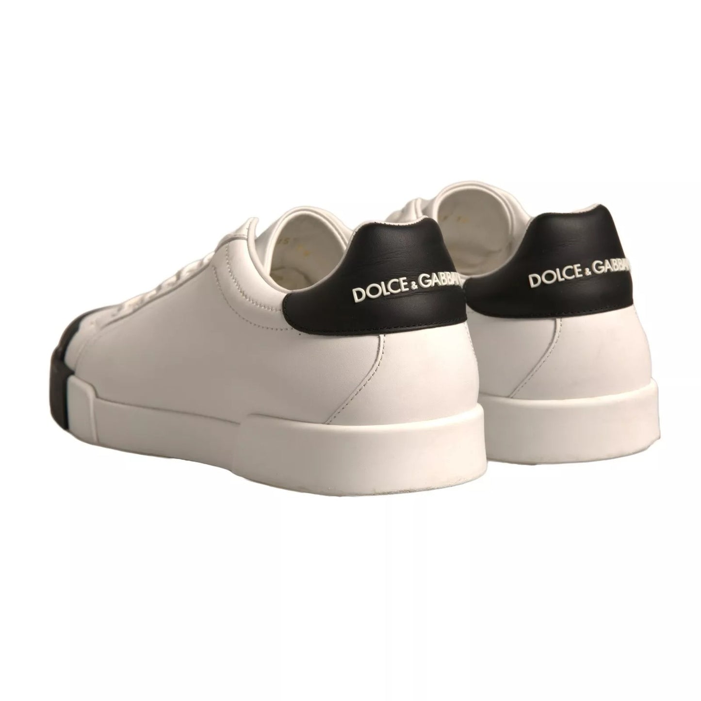 Dolce & Gabbana White Leather Logo Portofino Sneakers Shoes