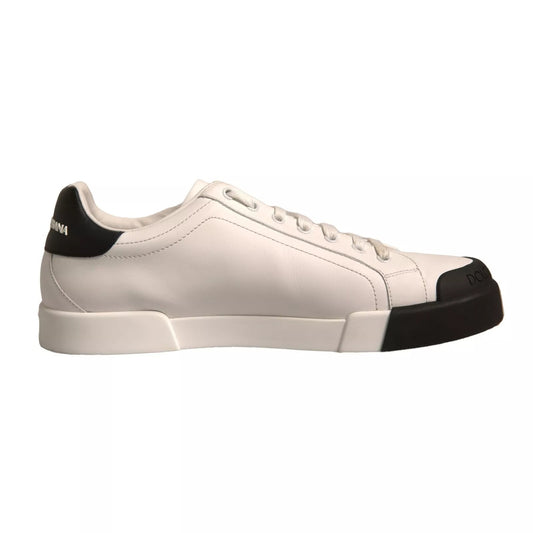 Dolce & Gabbana White Leather Logo Portofino Sneakers Shoes
