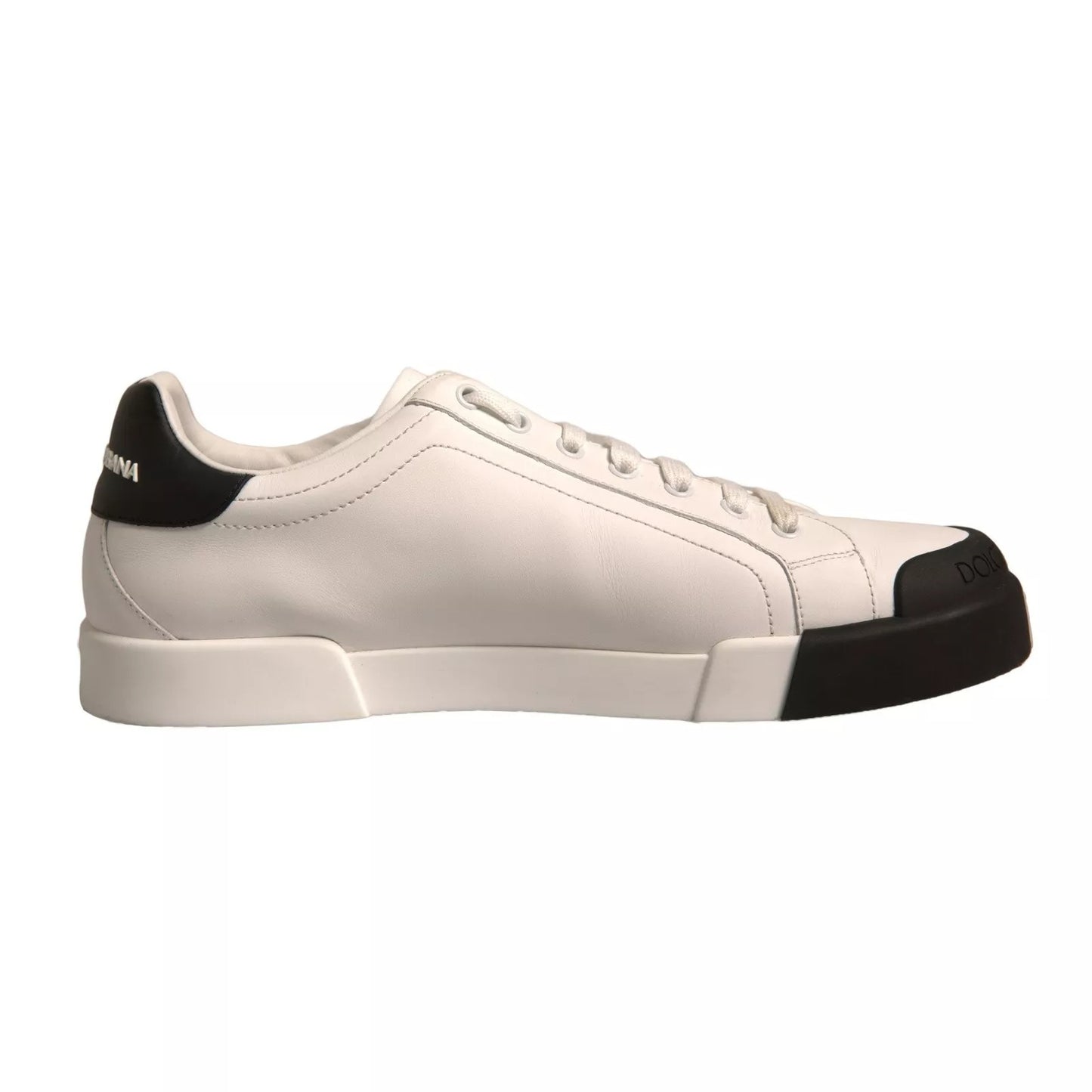 Dolce & Gabbana White Leather Logo Portofino Sneakers Shoes