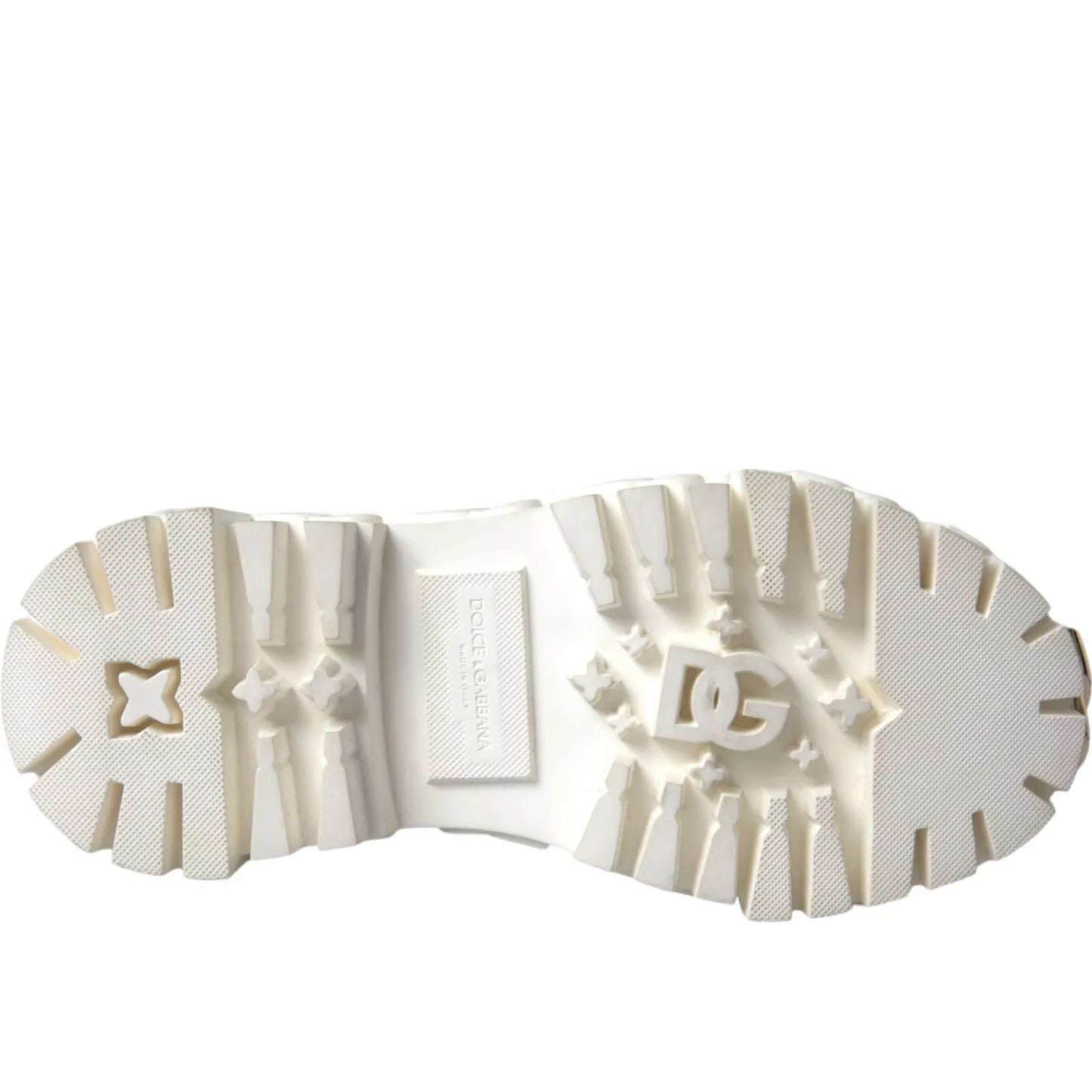 Dolce & Gabbana White Leather Rubber Logo Ankle Boots Shoes