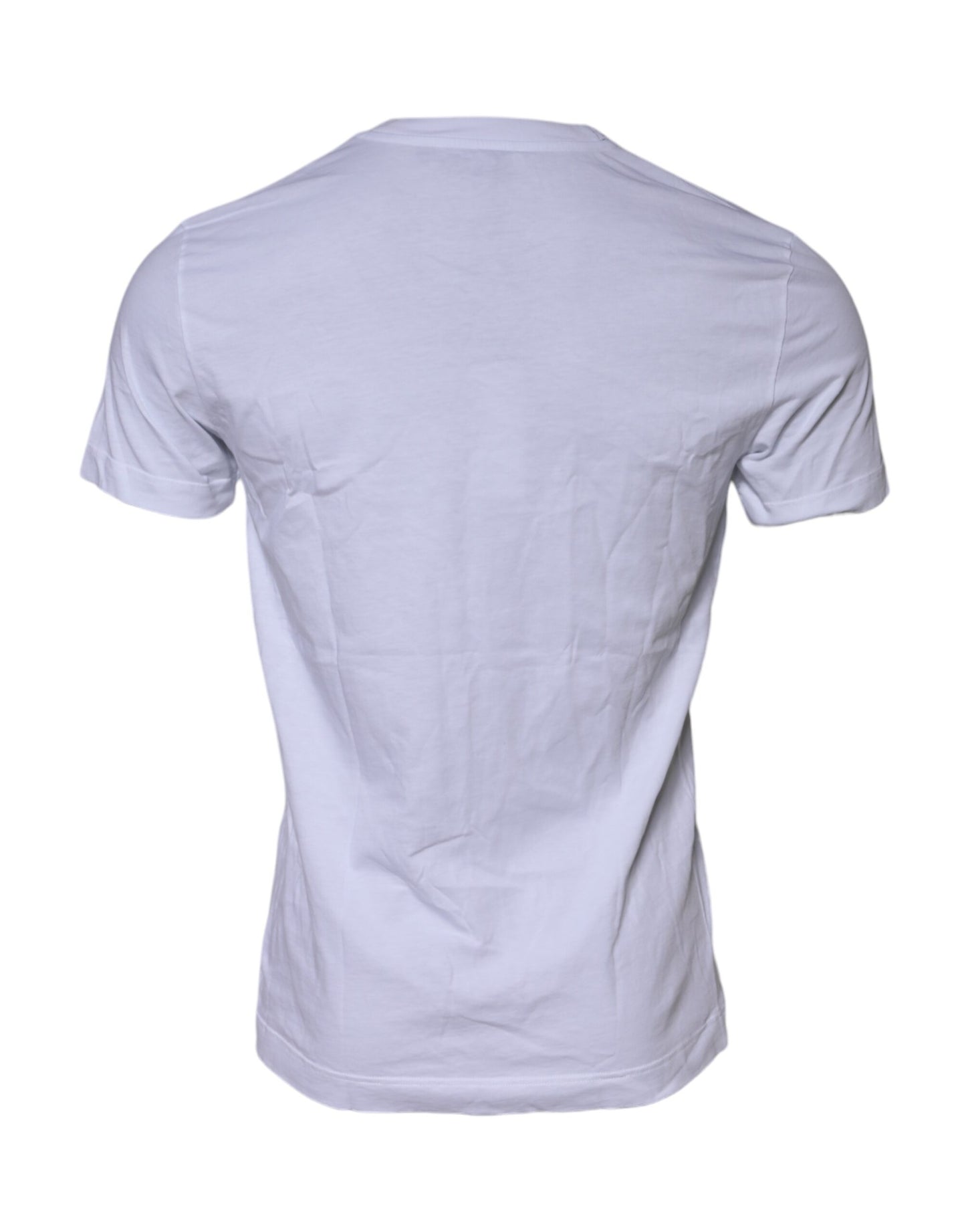 Dolce & Gabbana White Cotton Logo Patch Crew Neck T-shirt