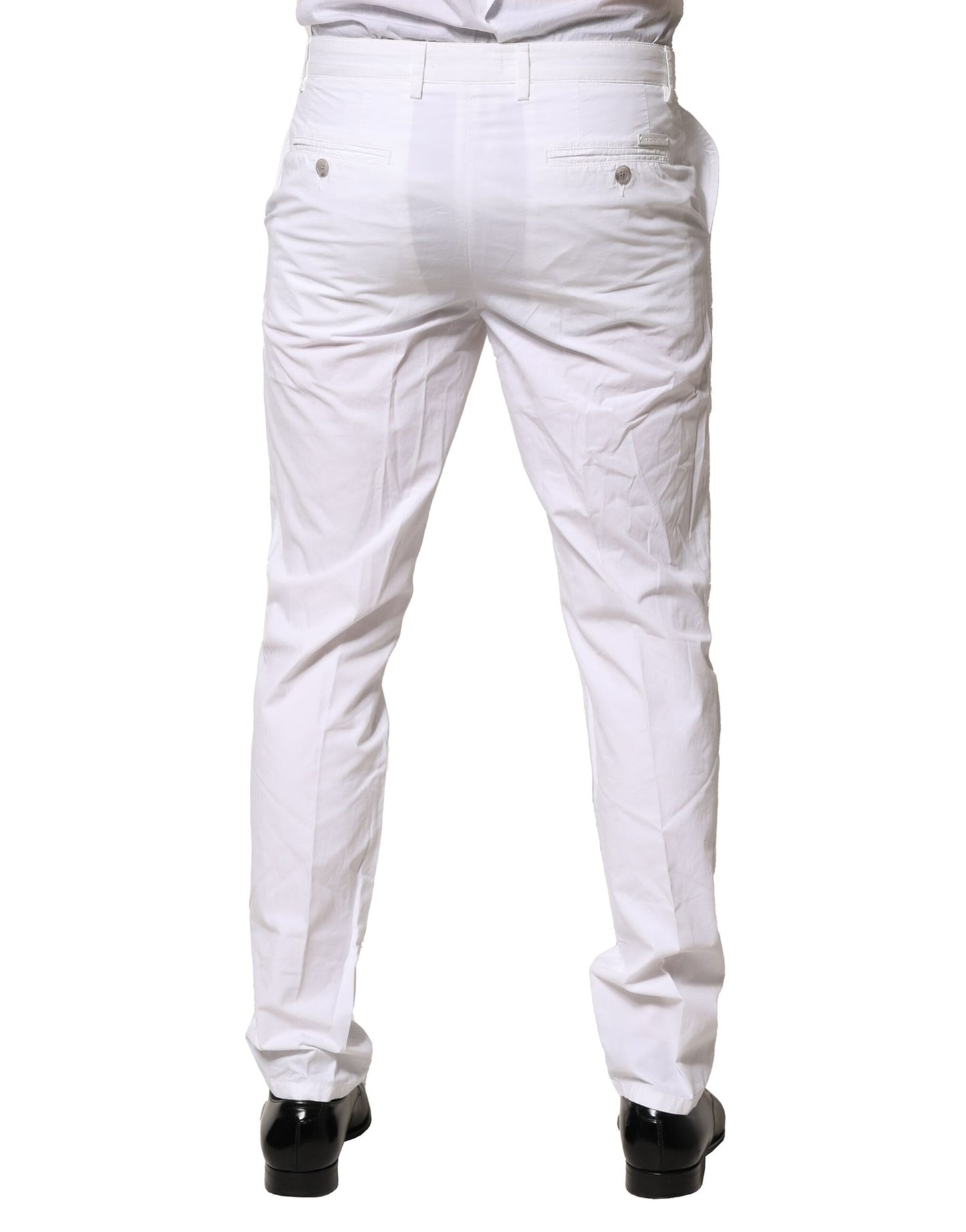 Dolce & Gabbana White Cotton Dress Slim Formal Pants
