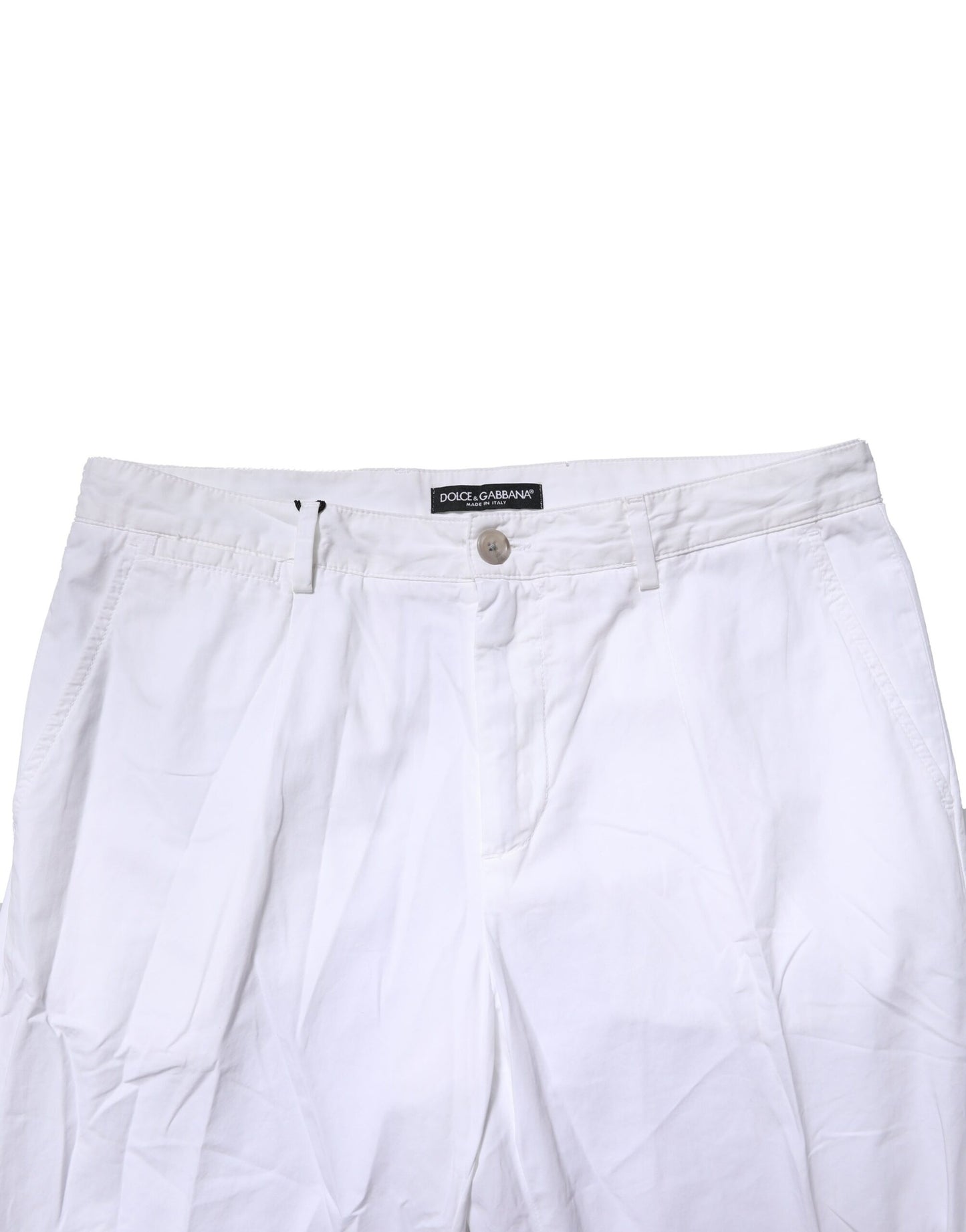 Dolce & Gabbana White Cotton Dress Slim Formal Pants
