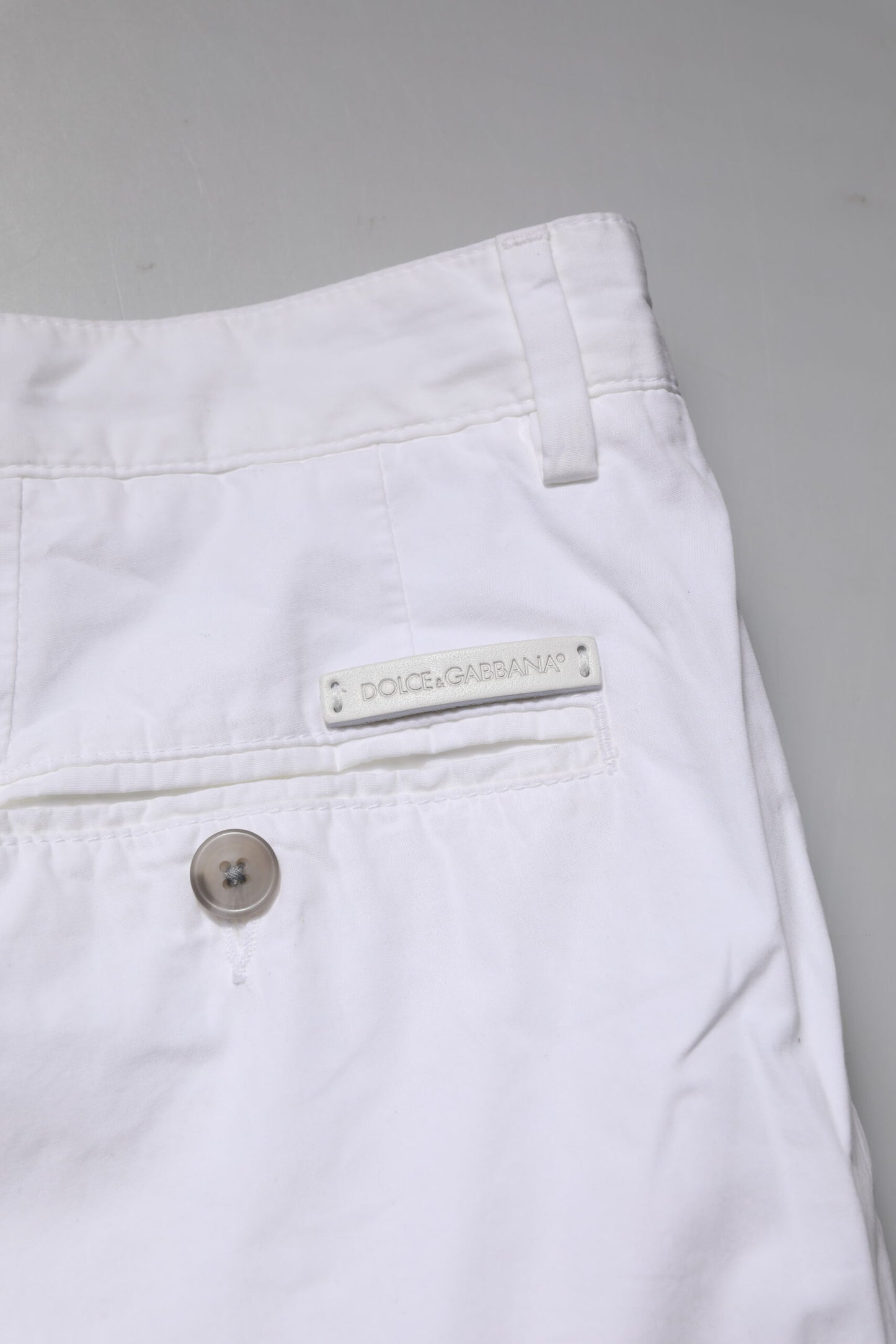 Dolce & Gabbana White Cotton Dress Slim Formal Pants