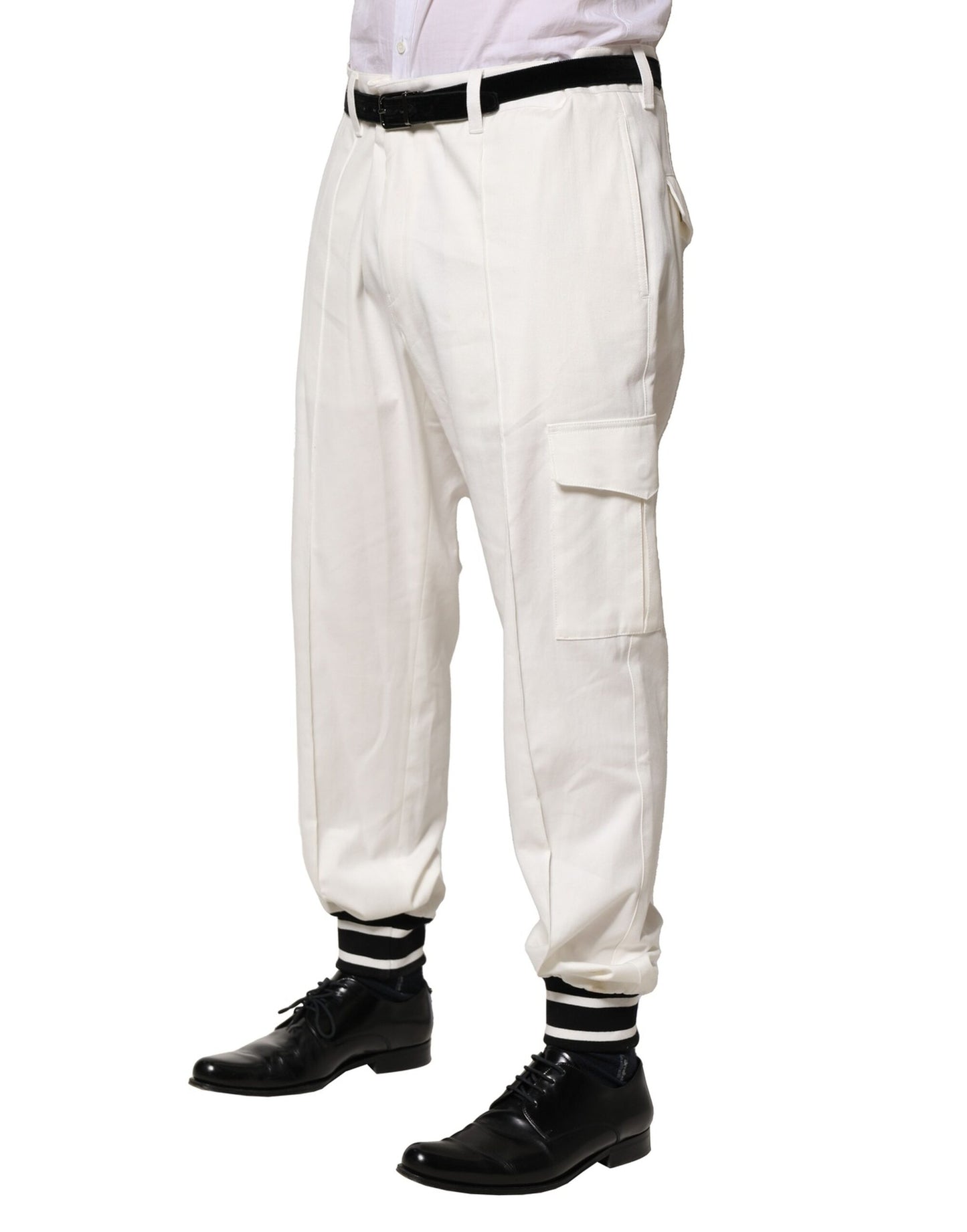 Dolce & Gabbana White Cotton Cargo Jogger Men Pants