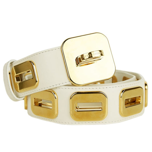 Dolce & Gabbana White Calfskin Women Belt