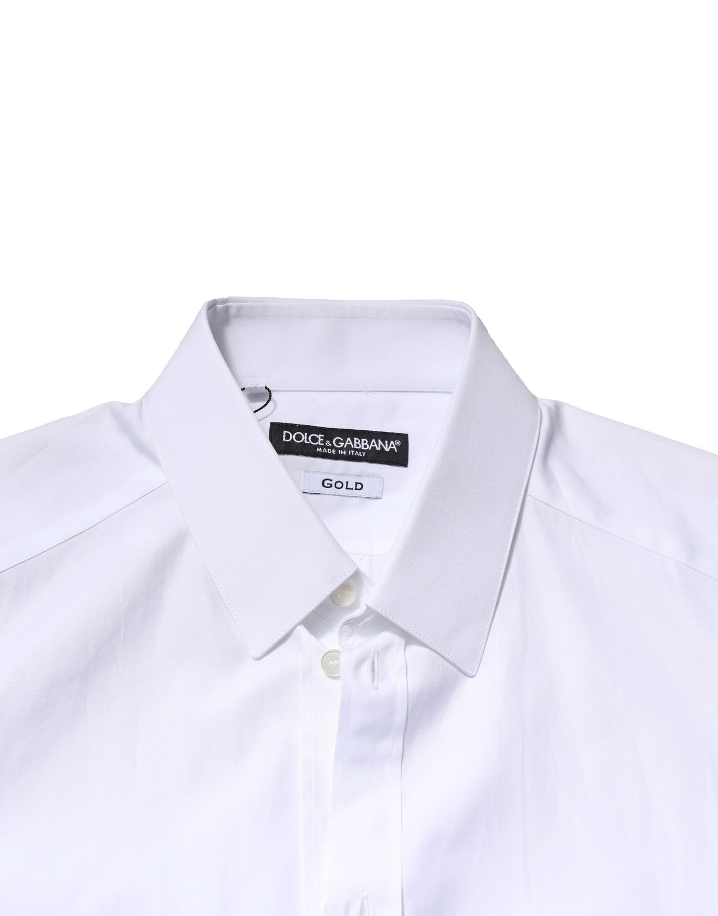 Dolce & Gabbana White GOLD Crown Cotton Dress Formal Shirt