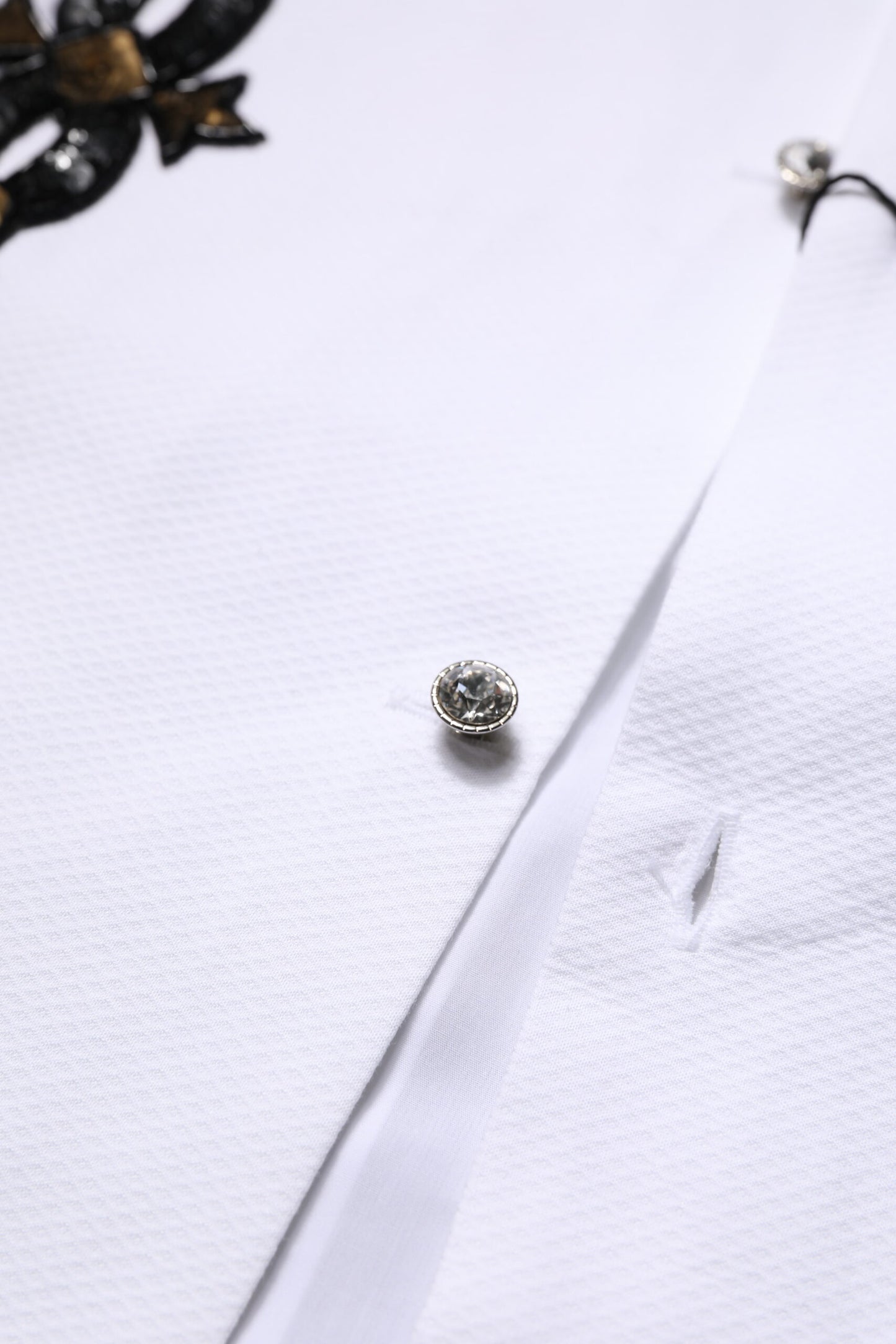 Dolce & Gabbana White GOLD Embellished Formal Men Dress Shirt
