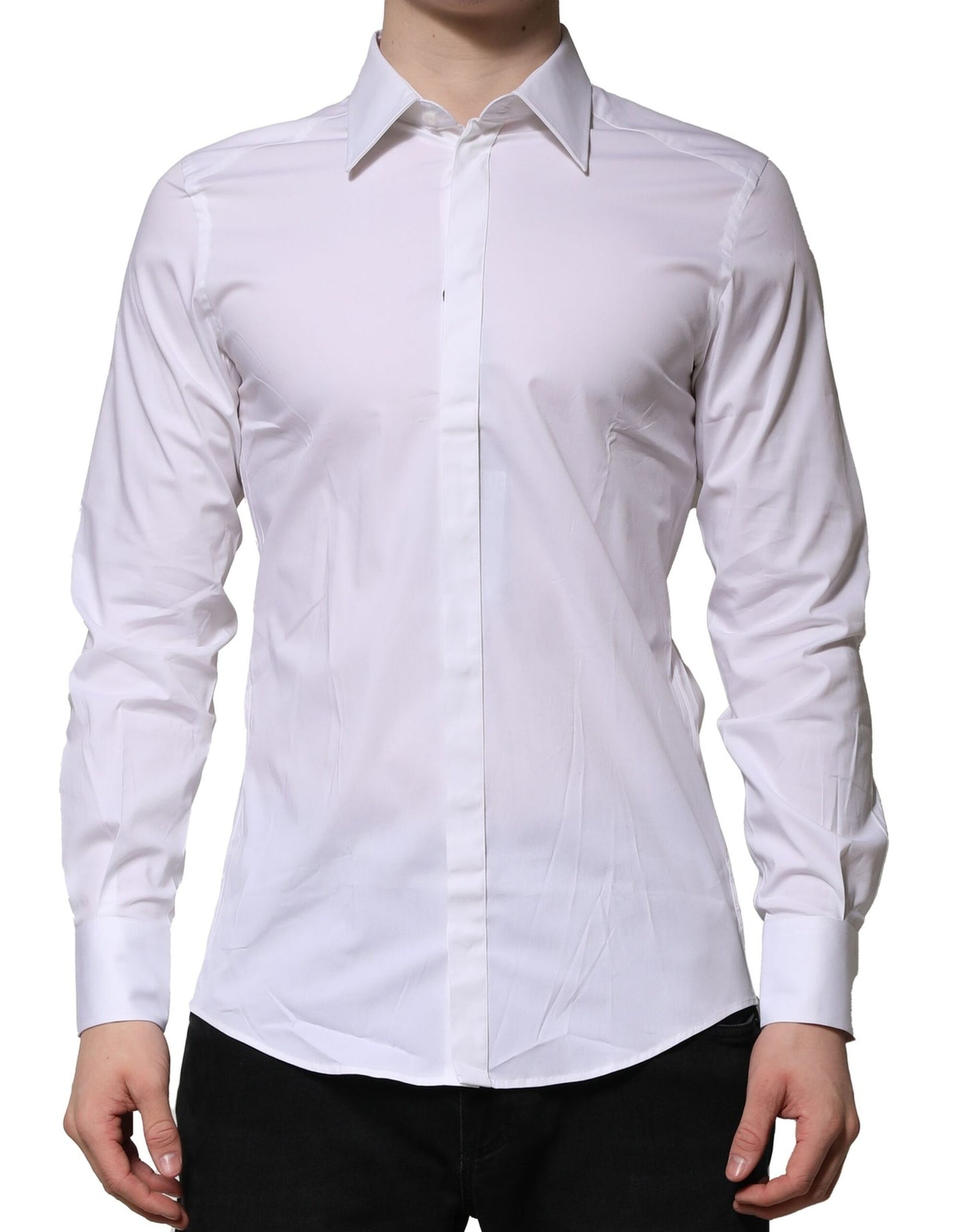 Dolce & Gabbana White MARTINI Long Sleeves Dress Formal Shirt