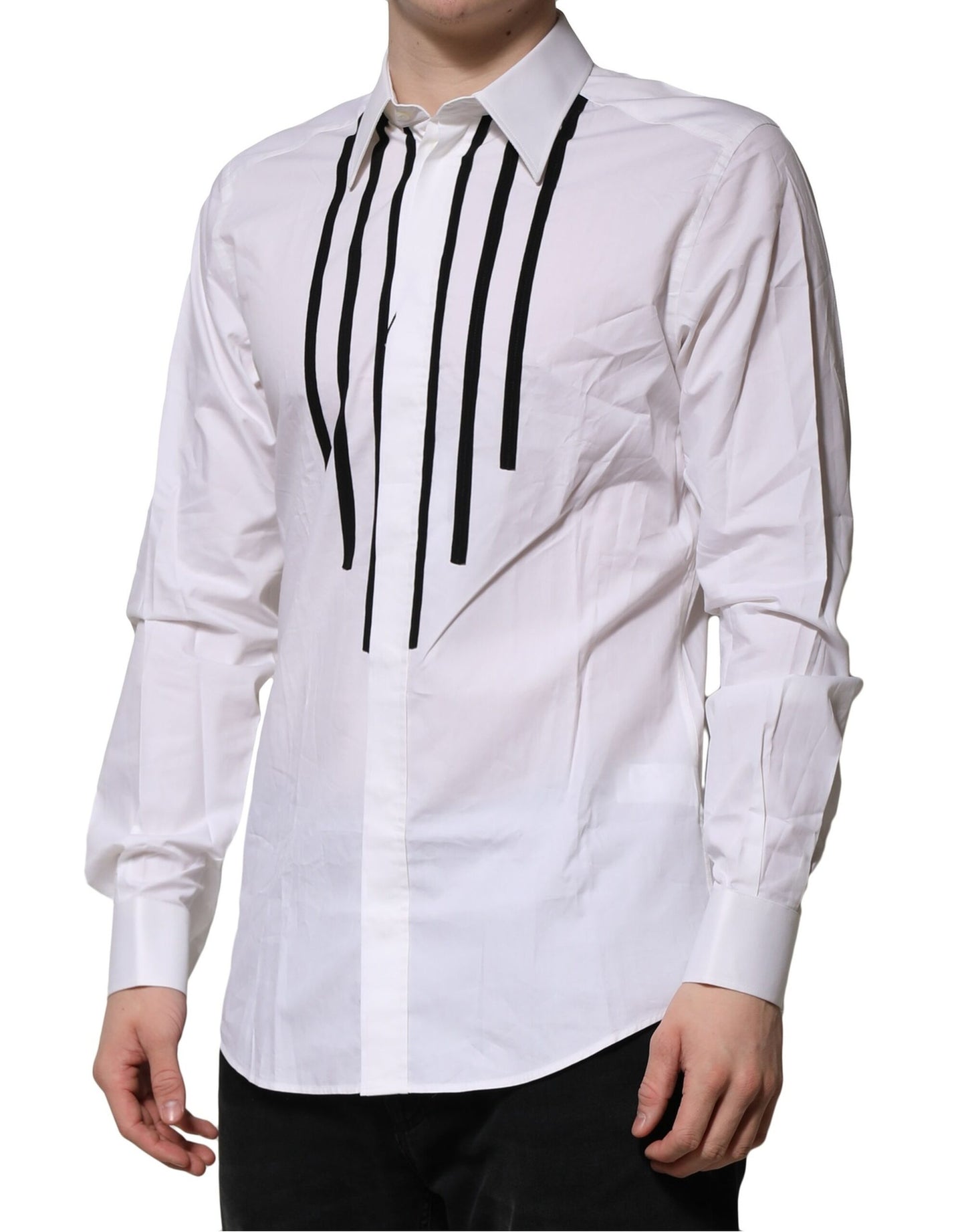 Dolce & Gabbana White GOLD Long Sleeves Dress Formal Shirt