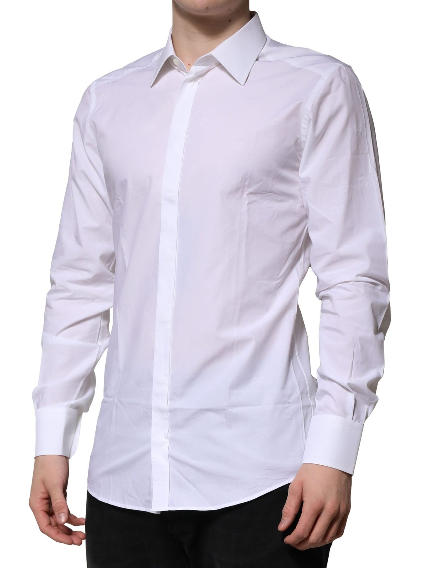 Dolce & Gabbana White GOLD Long Sleeves Dress Formal Shirt