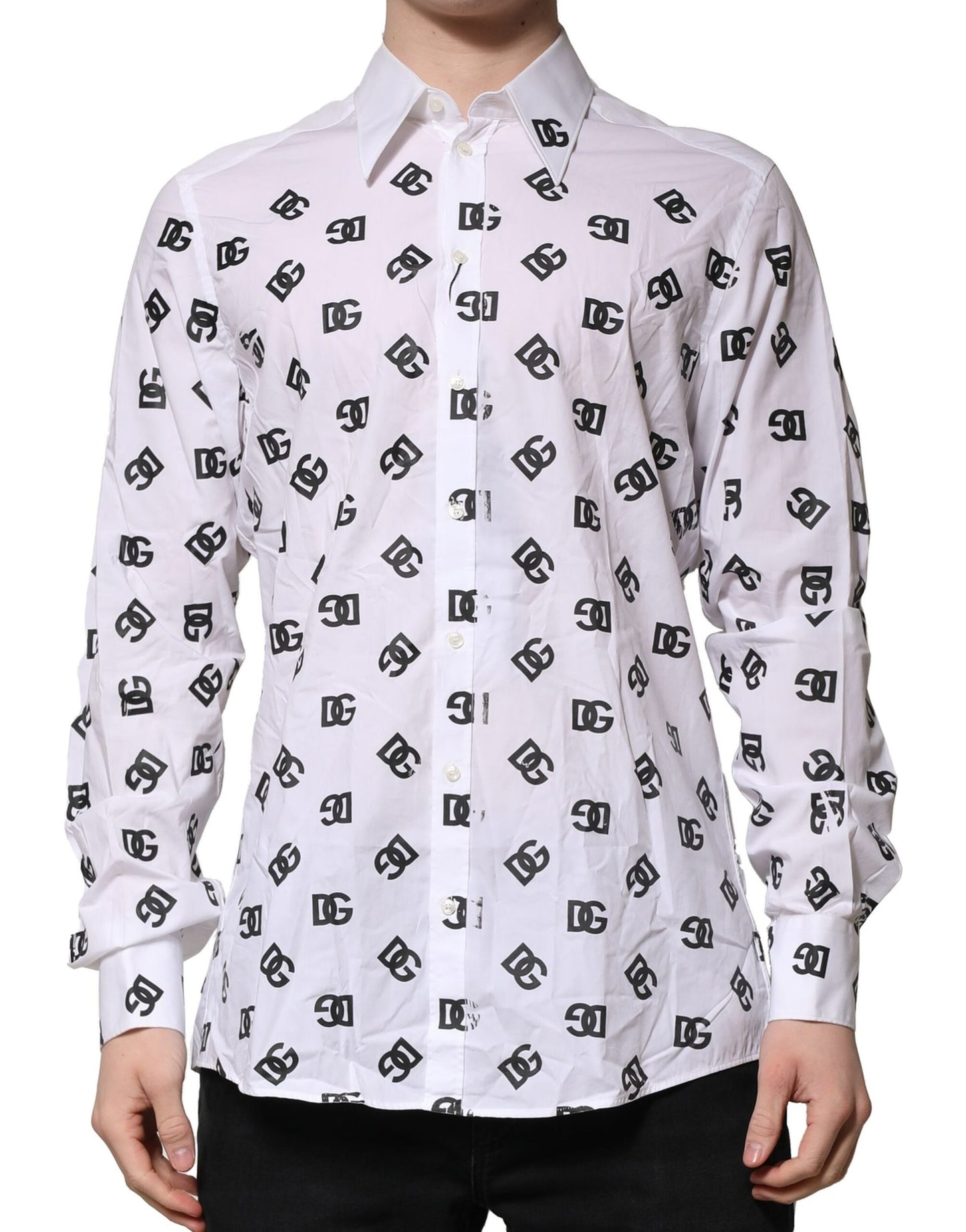 Dolce & Gabbana White MARTINI DG Logo Print Formal Shirt