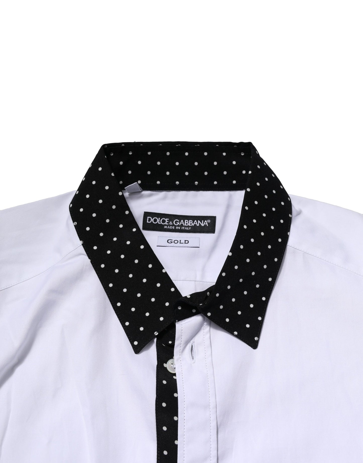 Dolce & Gabbana White Dotted GOLD Men Dress Men Formal Shirt