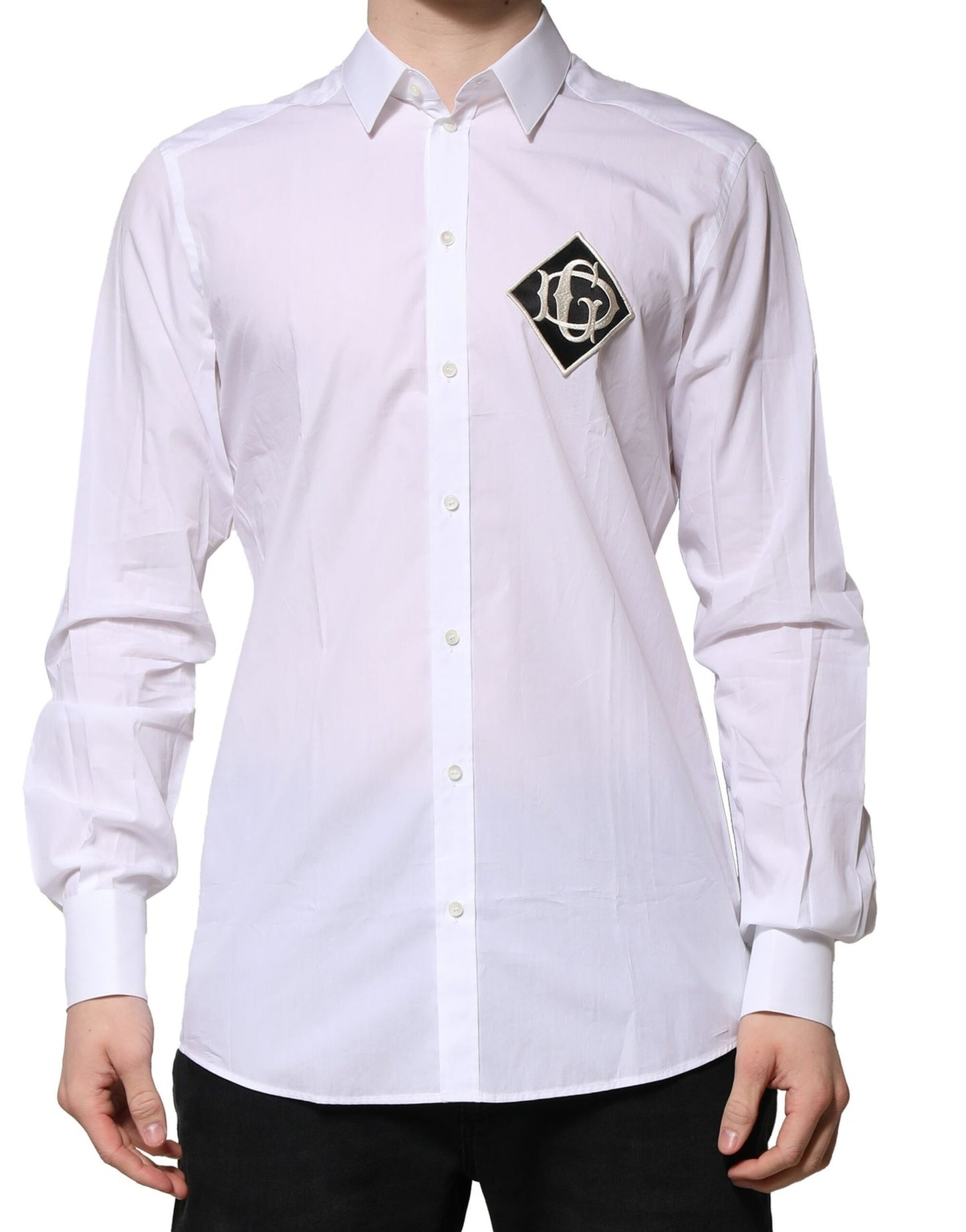 Dolce & Gabbana White GOLD Long Sleeves Men Dress Formal Shirt