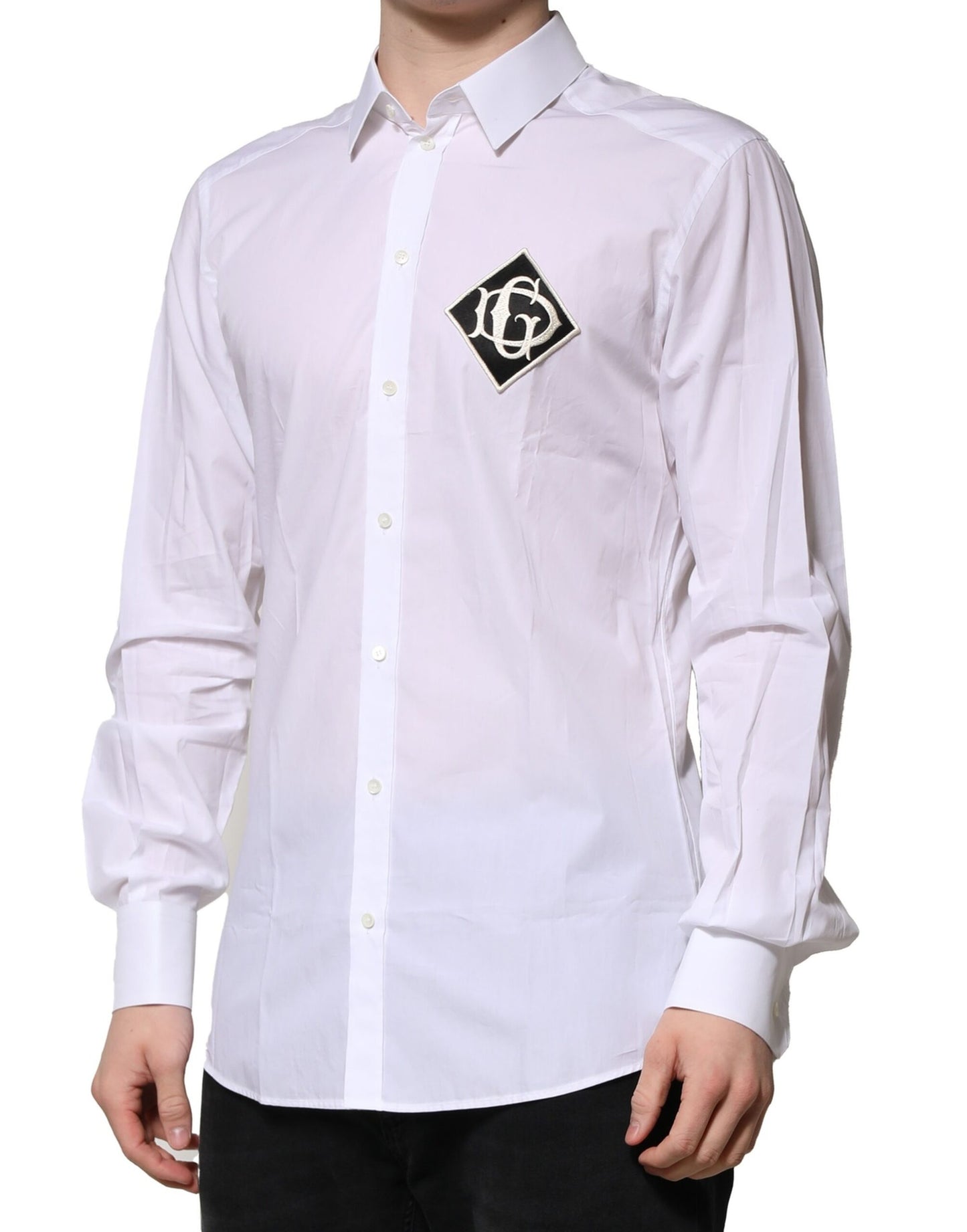 Dolce & Gabbana White GOLD Long Sleeves Men Dress Formal Shirt