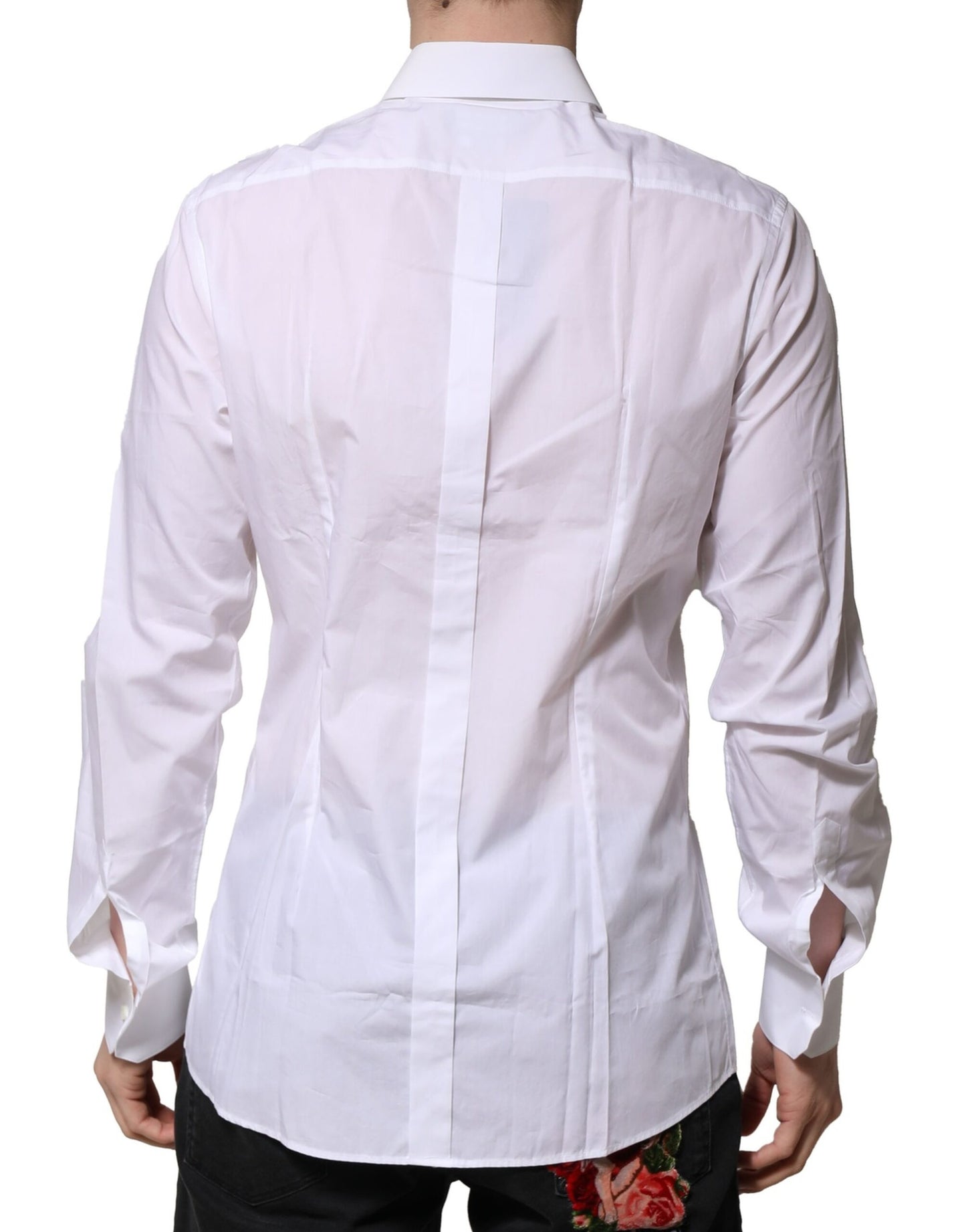 Dolce & Gabbana White GOLD Long Sleeves Men Dress Formal Shirt