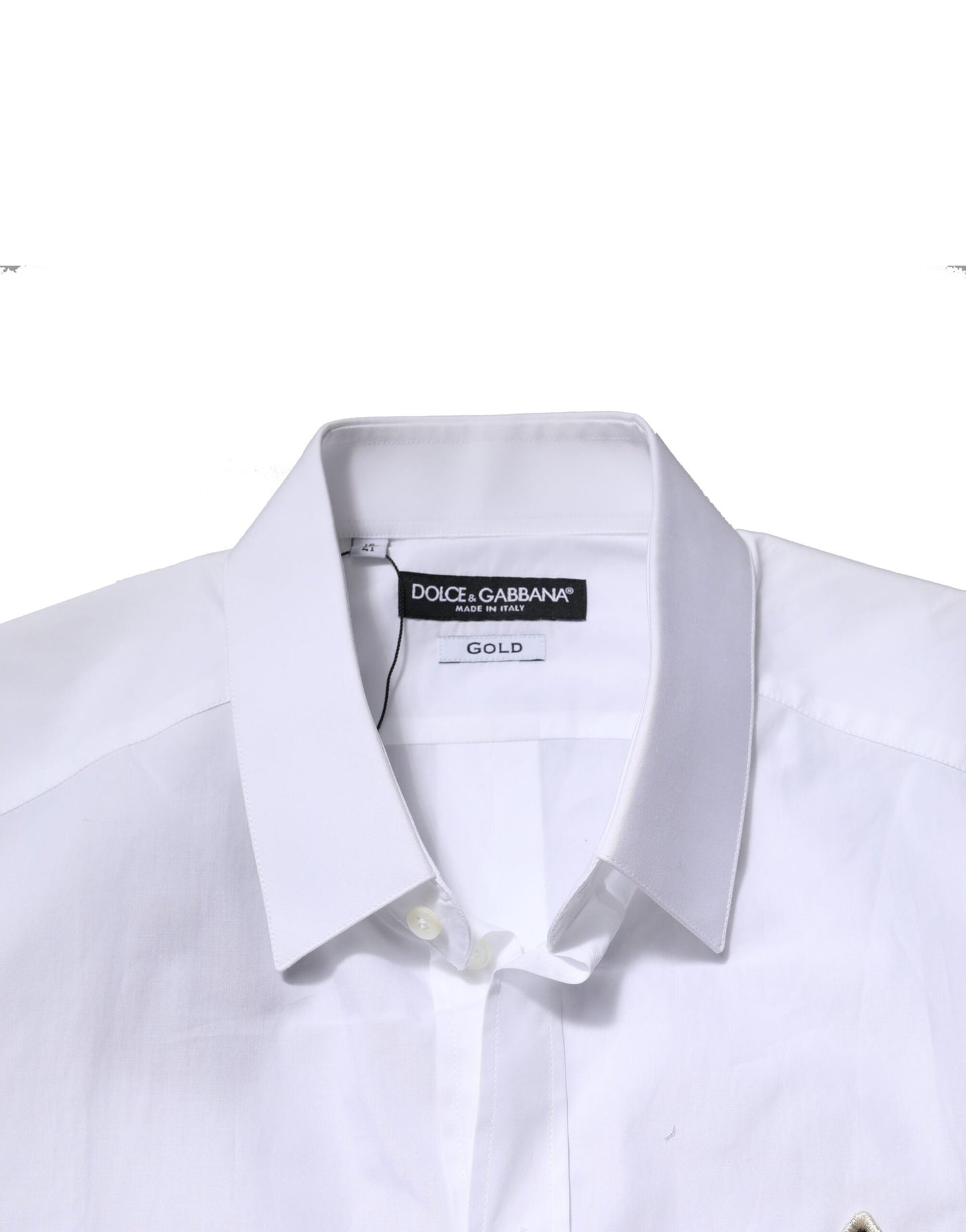 Dolce & Gabbana White GOLD Long Sleeves Men Dress Formal Shirt