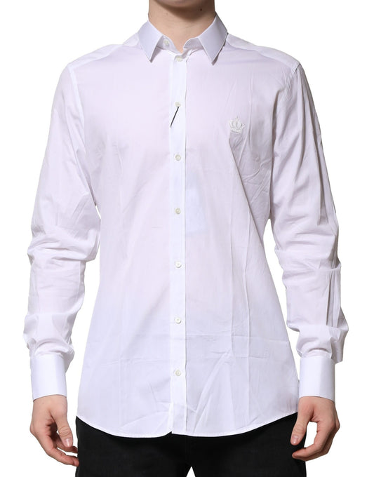 Dolce & Gabbana White Cotton GOLD Mens Dress Formal Shirt