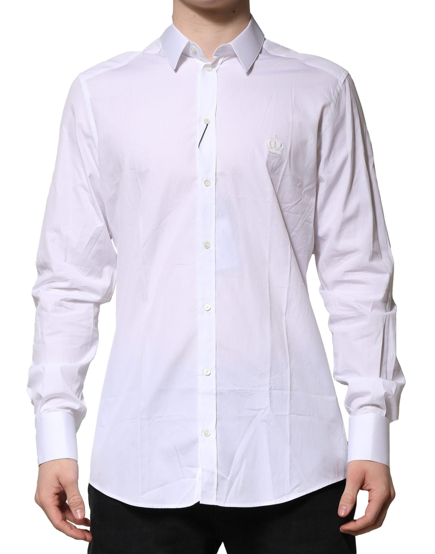 Dolce & Gabbana White Cotton GOLD Mens Dress Formal Shirt