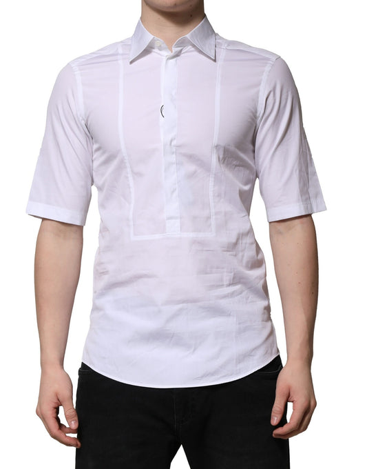 Dolce & Gabbana White Cotton Short Sleeves Men Formal Shirt
