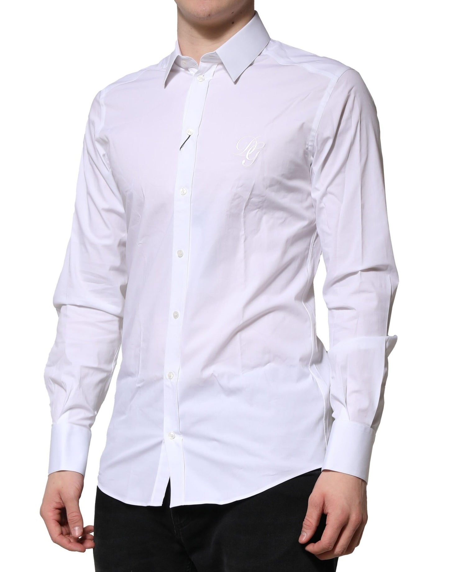 Dolce & Gabbana White Cotton GOLD Long Sleeves Formal Shirt