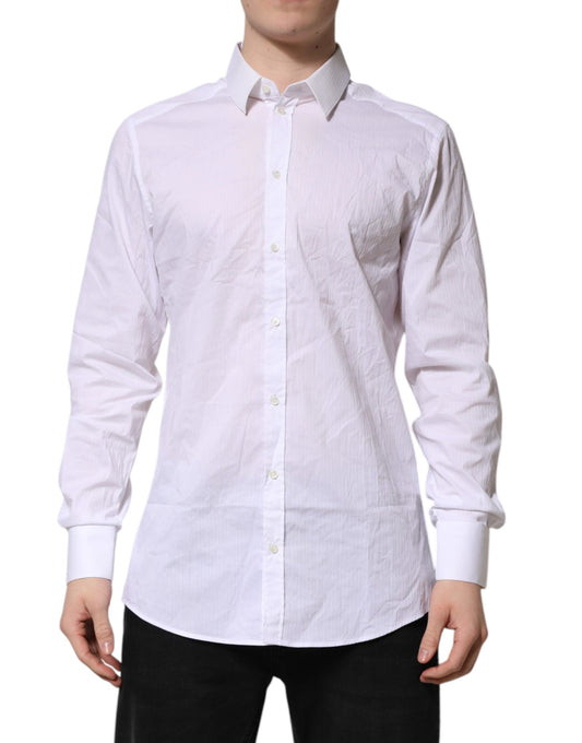 Dolce & Gabbana White Cotton GOLD Long Sleeves Formal Shirt