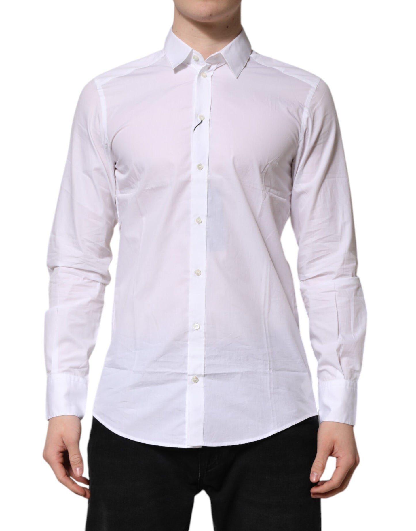 Dolce & Gabbana White Cotton Long Sleeves Men Formal Shirt
