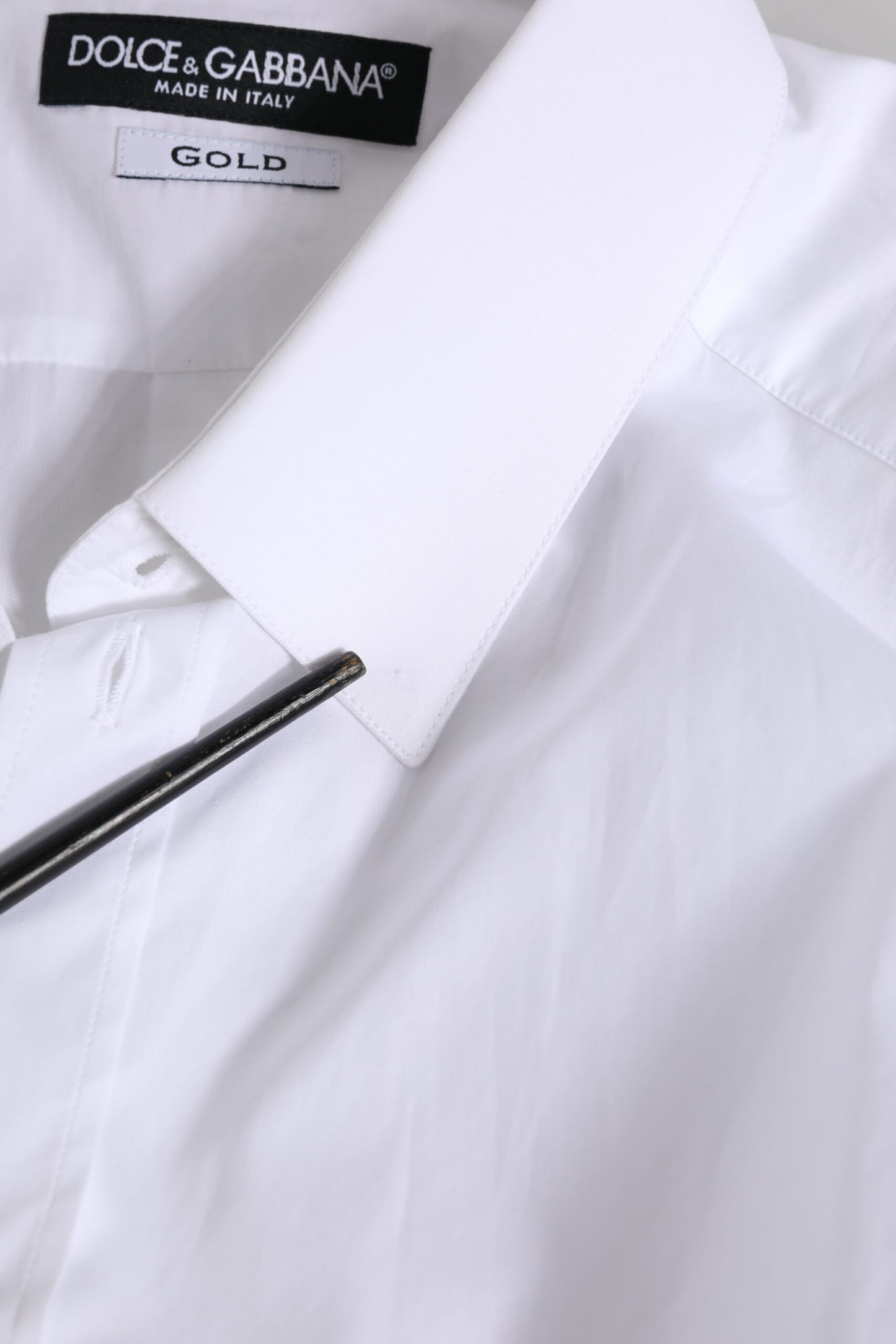 Dolce & Gabbana White GOLD Long Sleeves Dress Men Formal Shirt