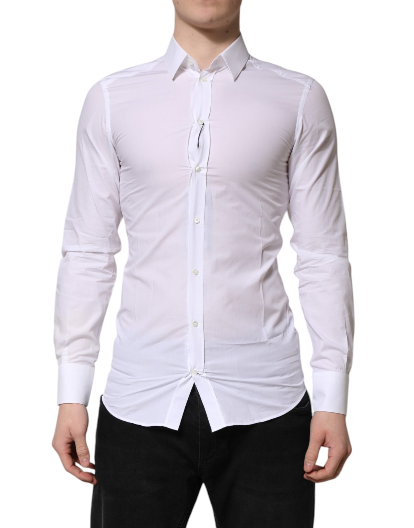 Dolce & Gabbana White GOLD Long Sleeves Dress Formal Shirt