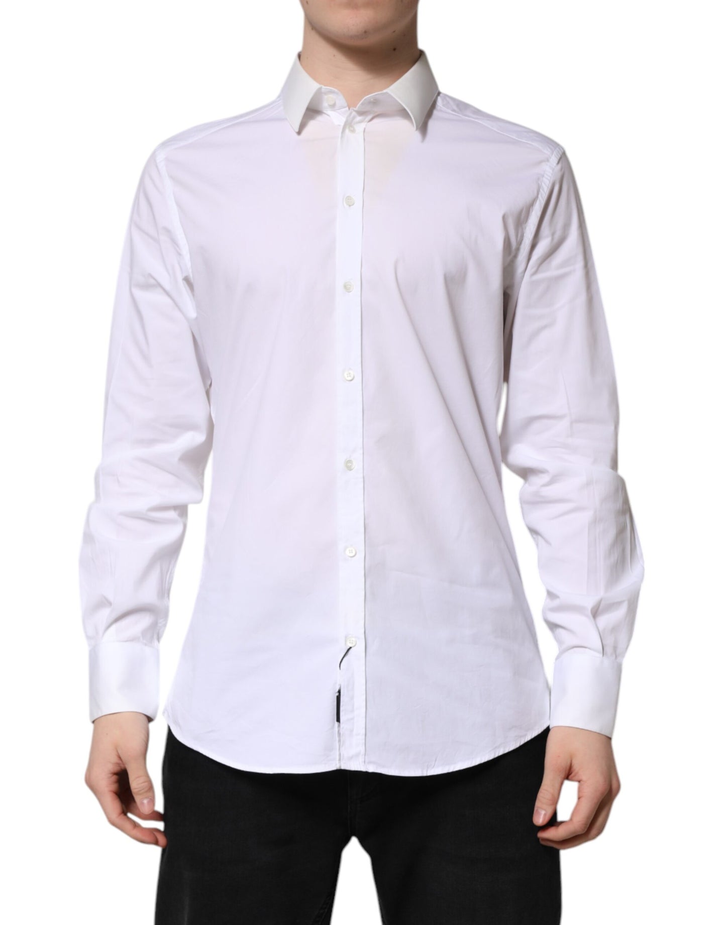 Dolce & Gabbana White GOLD Long Sleeve Dress Men Formal Shirt