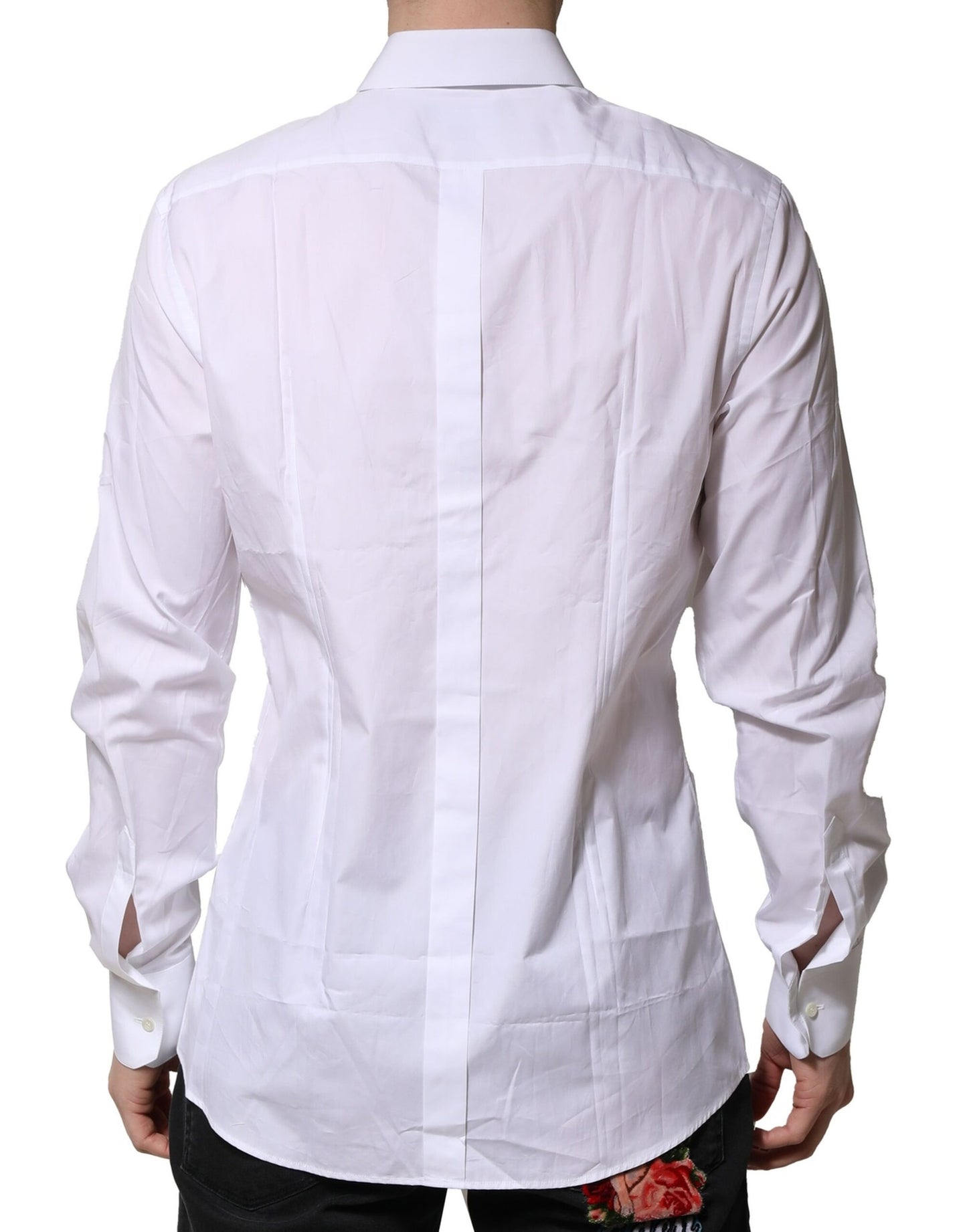 Dolce & Gabbana White GOLD Cotton Men Dress Formal Shirt