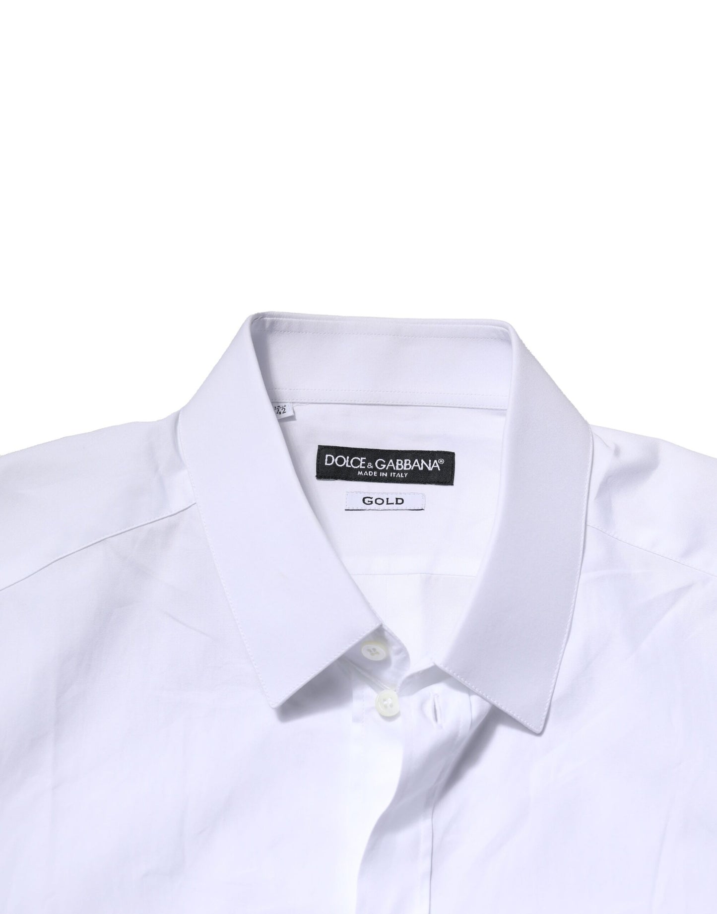 Dolce & Gabbana White GOLD Cotton Men Dress Formal Shirt