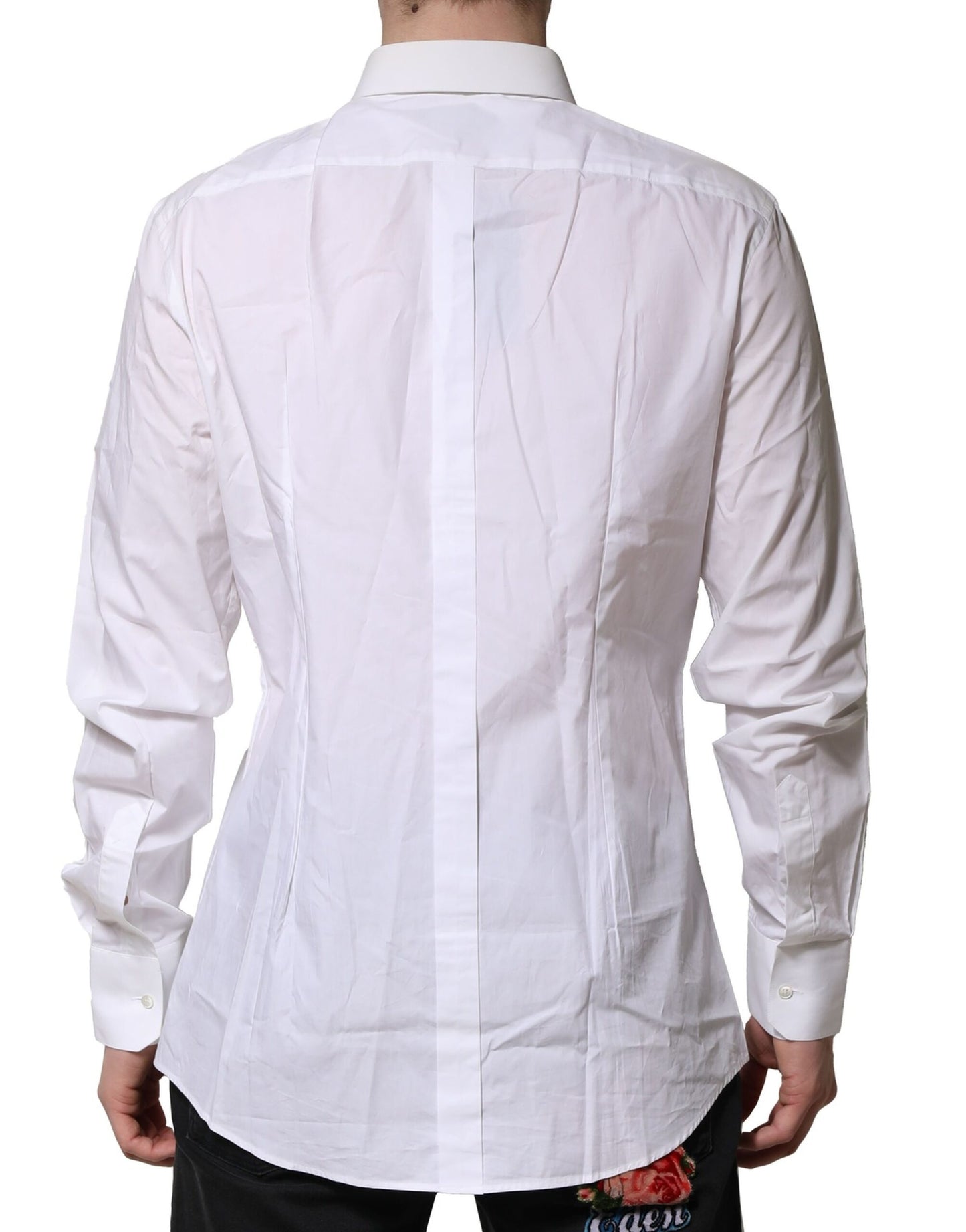 Dolce & Gabbana White GOLD Cotton Long Sleeves Formal Shirt