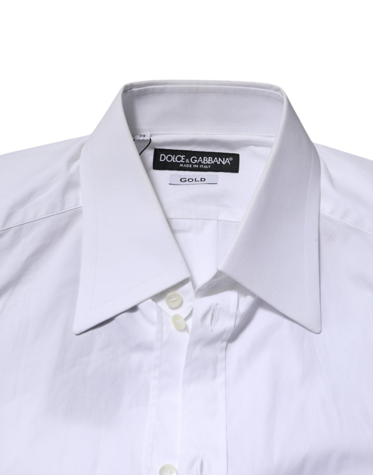 Dolce & Gabbana White GOLD Cotton Poplin Dress Formal Shirt
