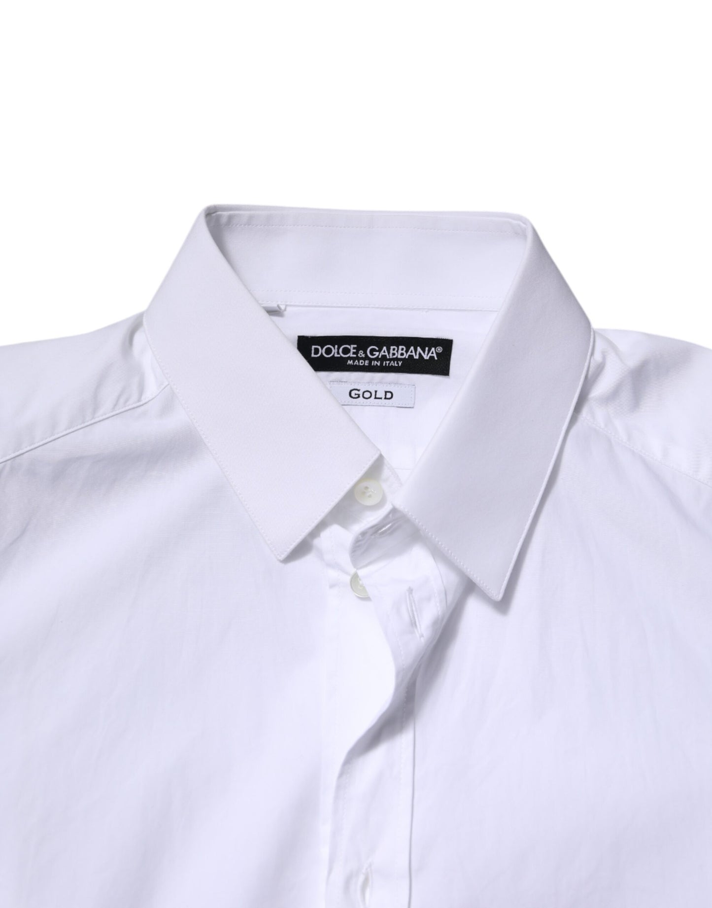 Dolce & Gabbana White GOLD Cotton Long Sleeve Formal Shirt