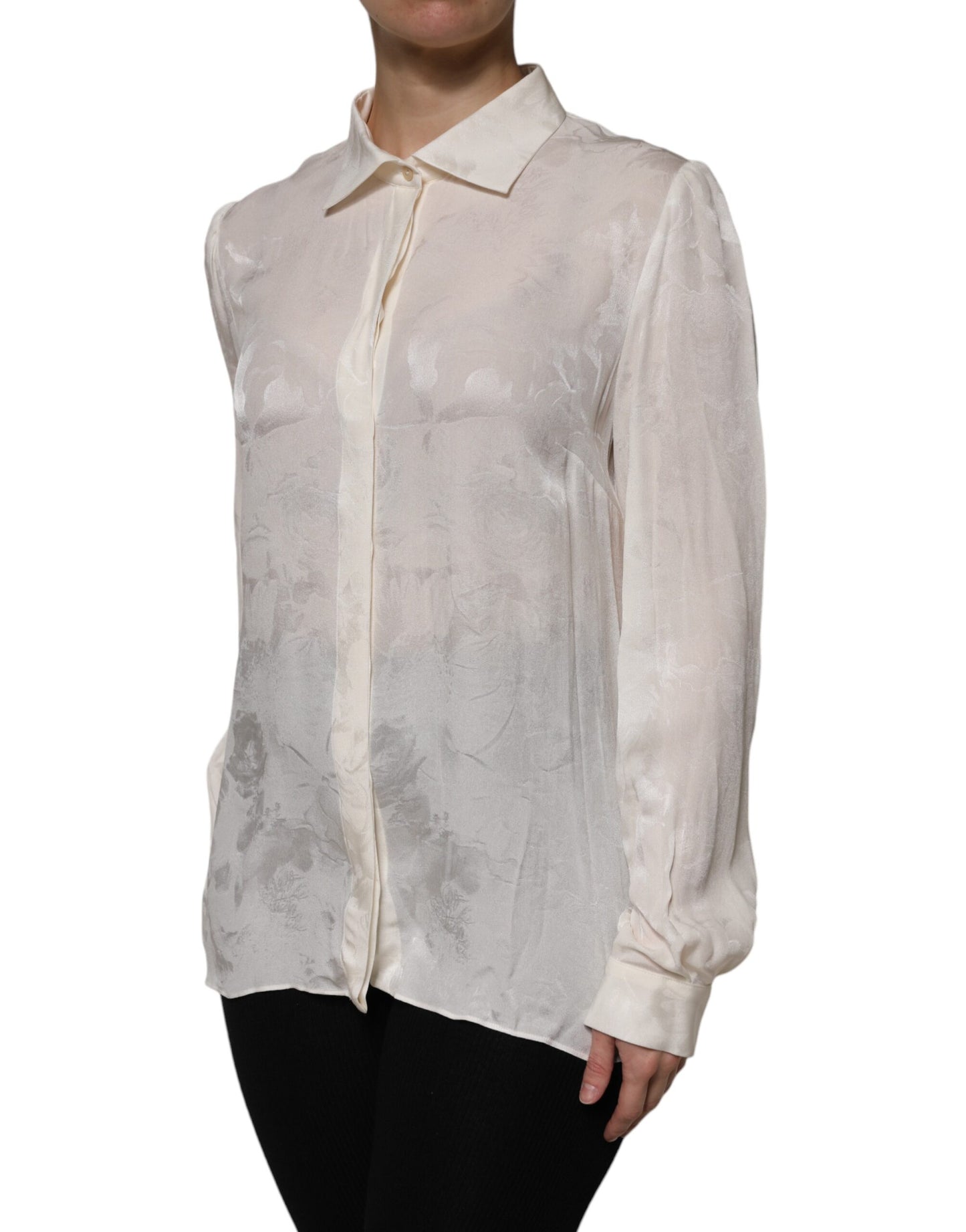 Dolce & Gabbana White Button Down Long Sleeves Blouse Top