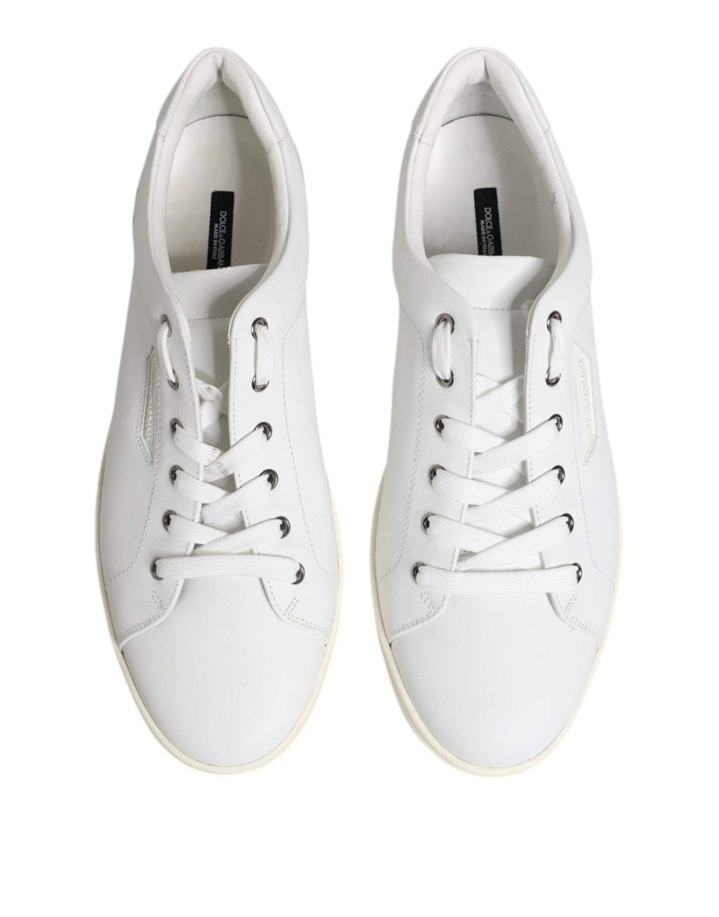 Dolce & Gabbana White Leather Low Top Men Sneakers Shoes